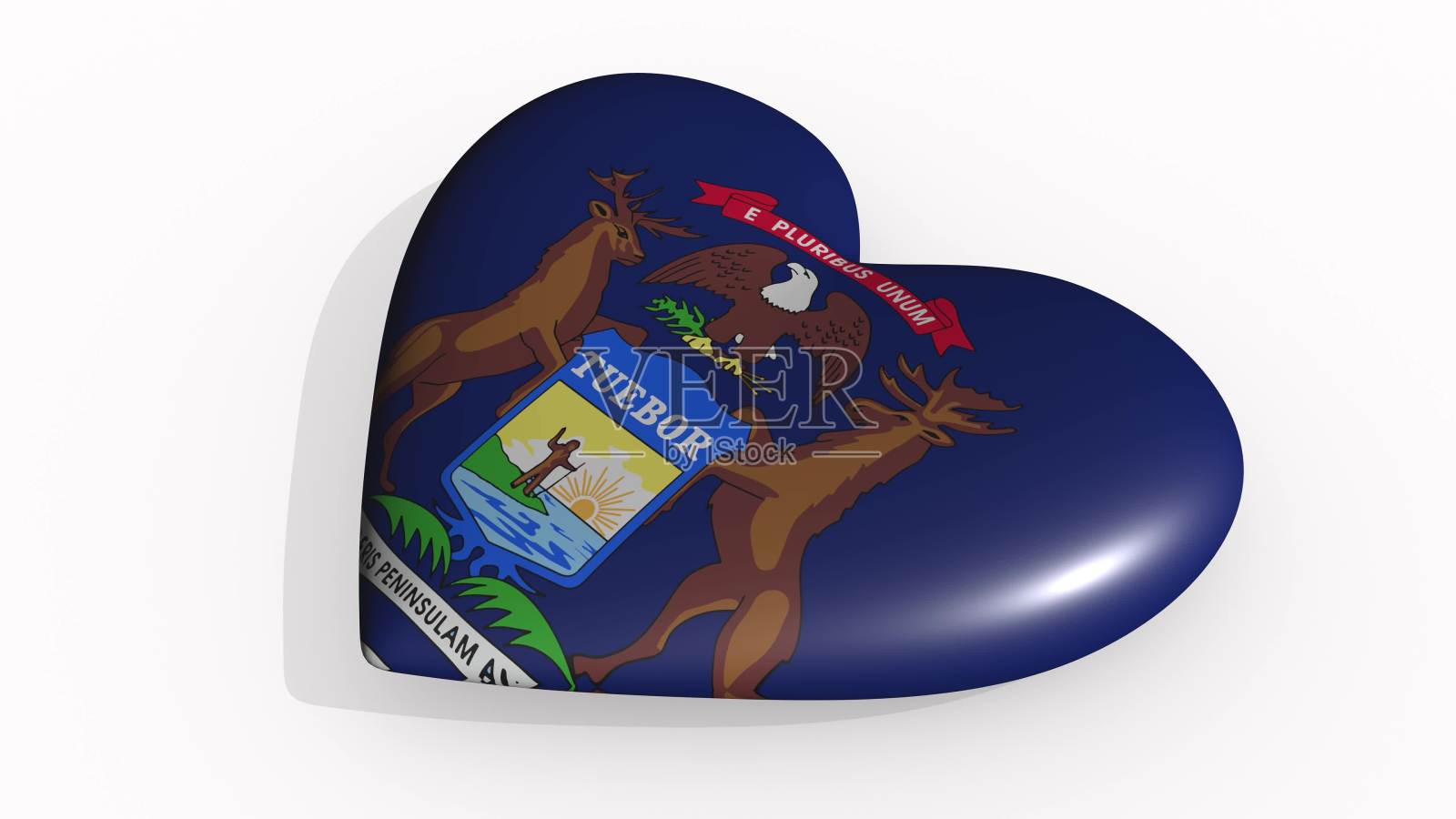 密歇根心脏跳动和投射阴影,3d渲染照片摄影图片