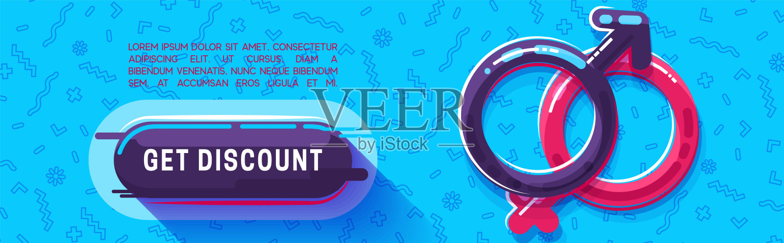 矢量设计的横幅背景,女性和男性的性别象征插画图片素材