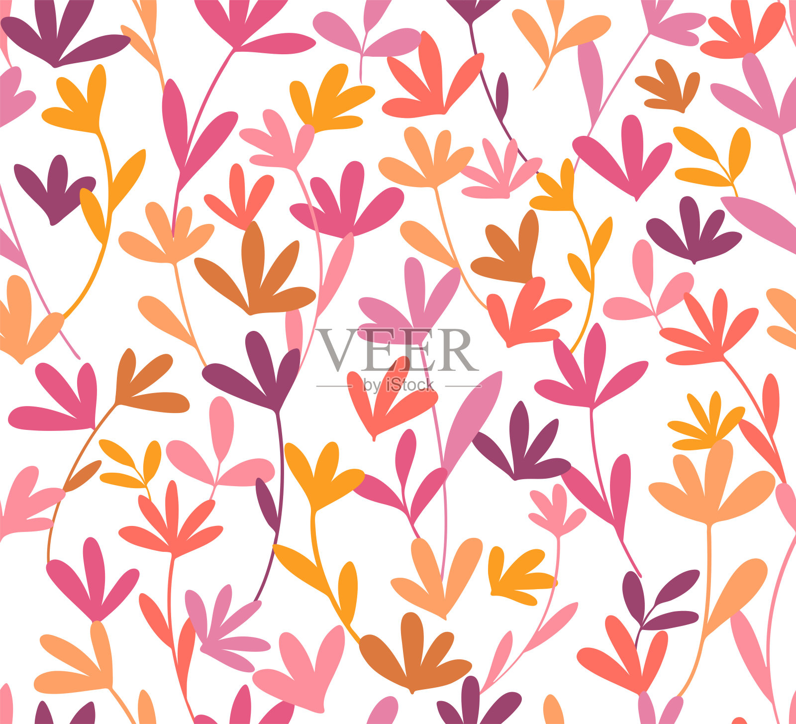 Vector花卉无缝图案。手绘花卉插图。可重复的背景。插画图片素材