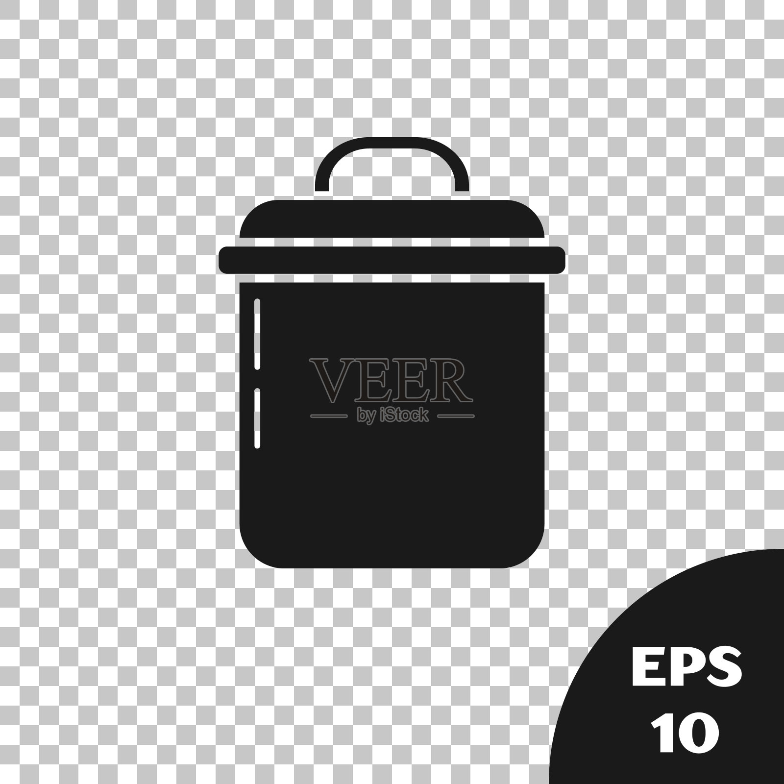 黑色烹饪锅图标孤立在透明的背景。煮或炖食物的象征。矢量图插画图片素材