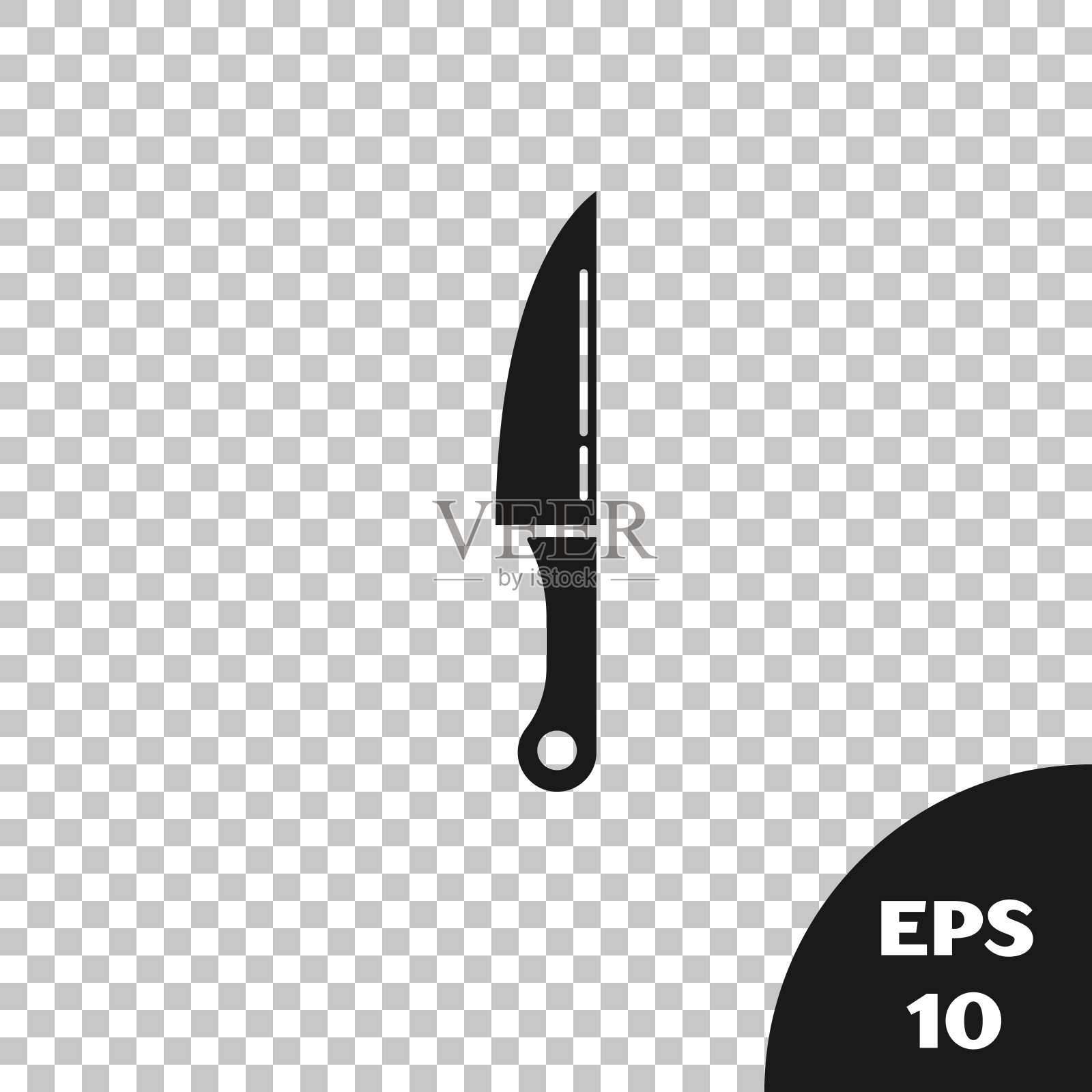 黑刀图标孤立在透明的背景。餐具的象征。矢量图插画图片素材