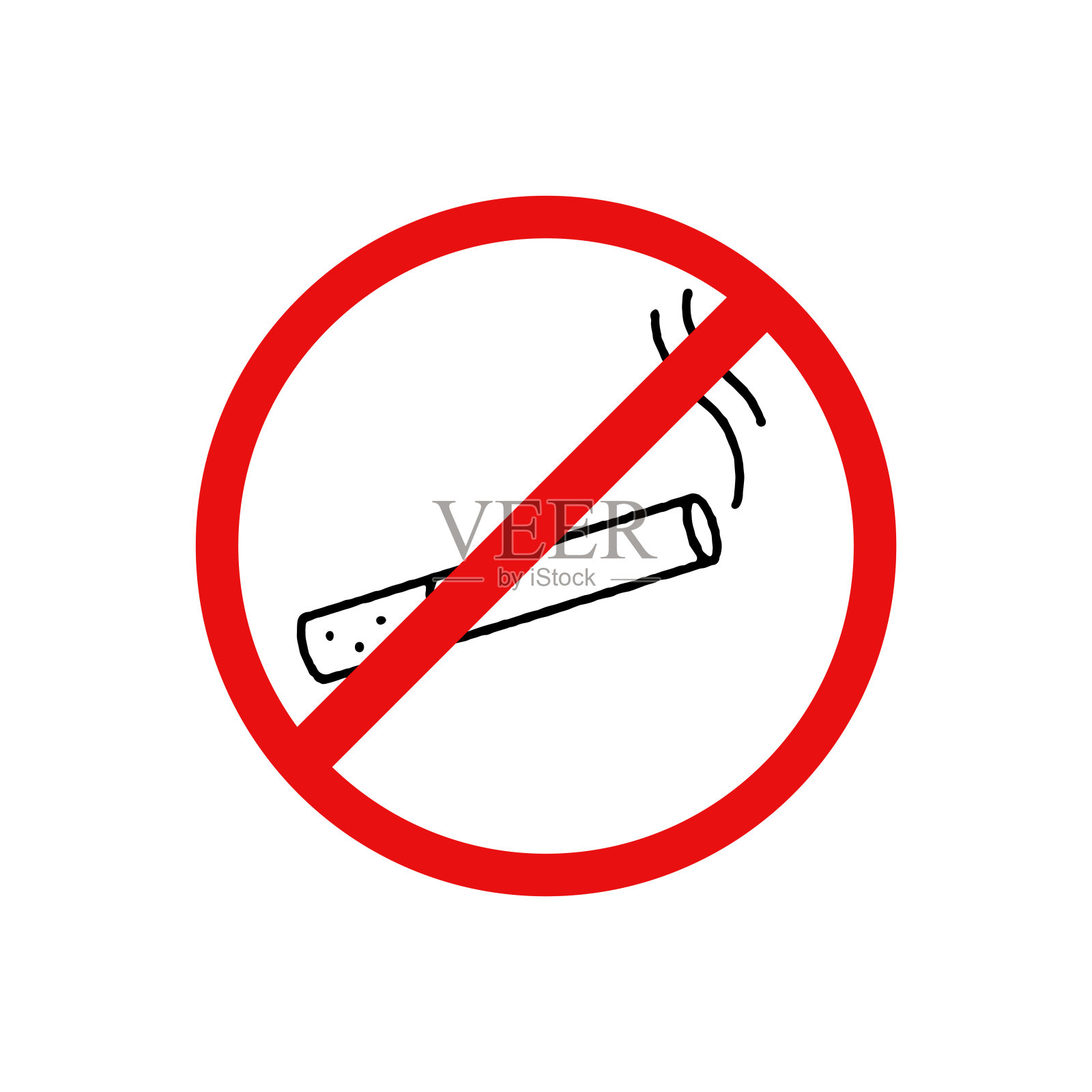 白色背景上无吸烟标志隔离向量插画图片素材