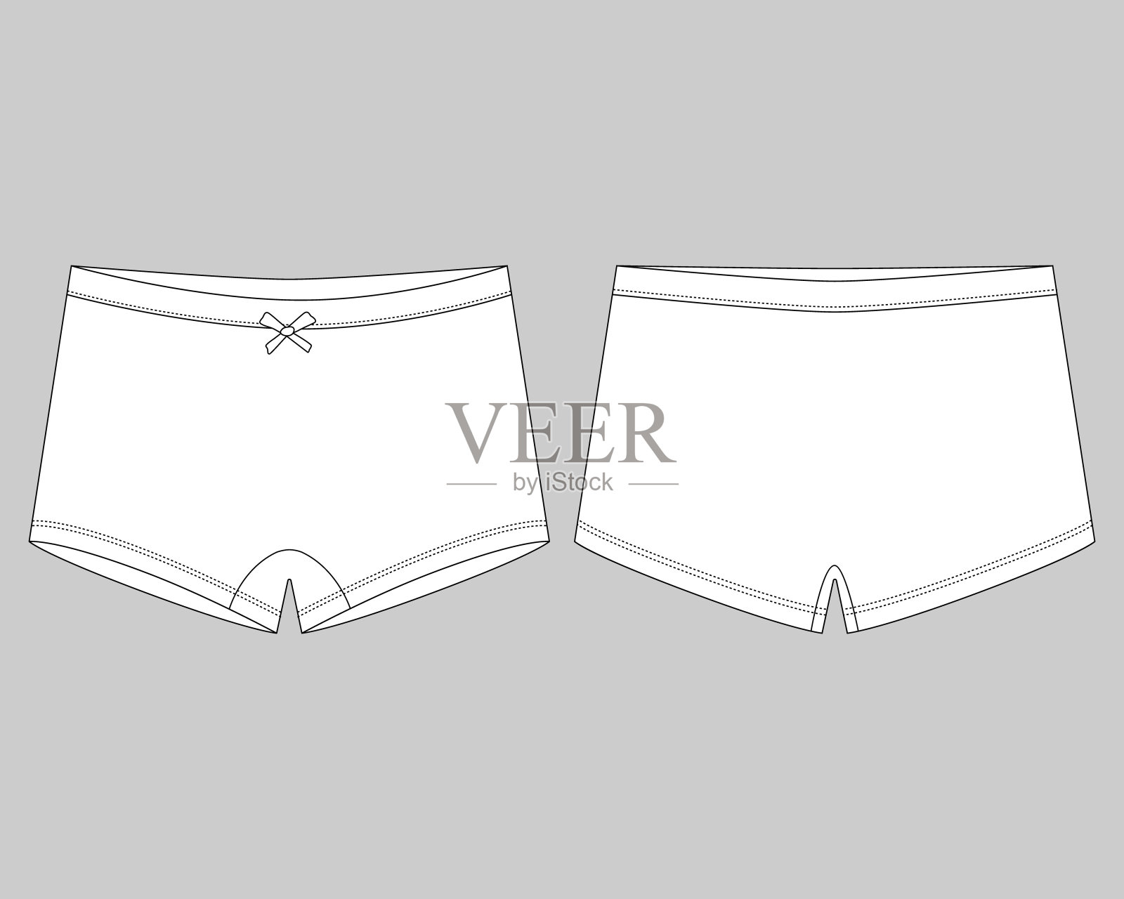 儿童迷你短裤内衣。女士内裤。女性白色短裤。插画图片素材