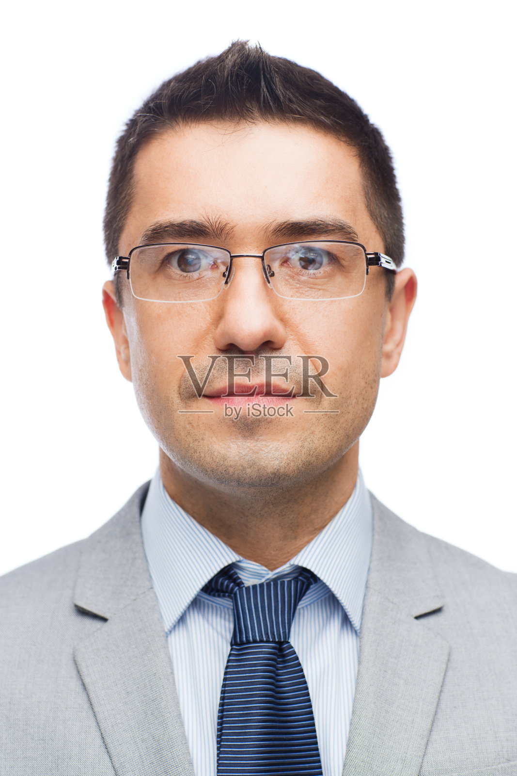 一幅穿着西装戴着眼镜的商人肖像照片摄影图片