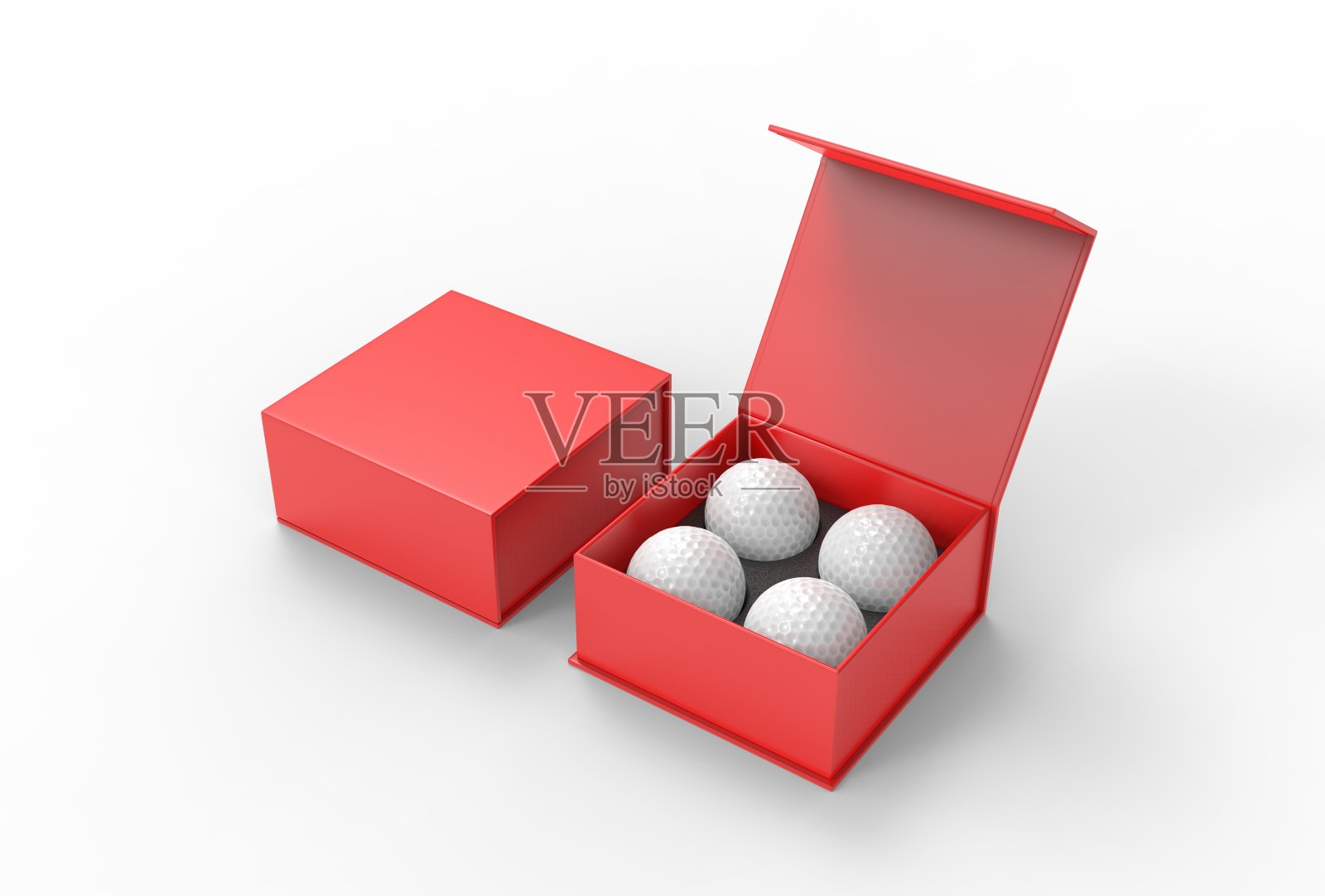 高尔夫球礼品纸盒的促销品牌。3 d渲染插图。照片摄影图片