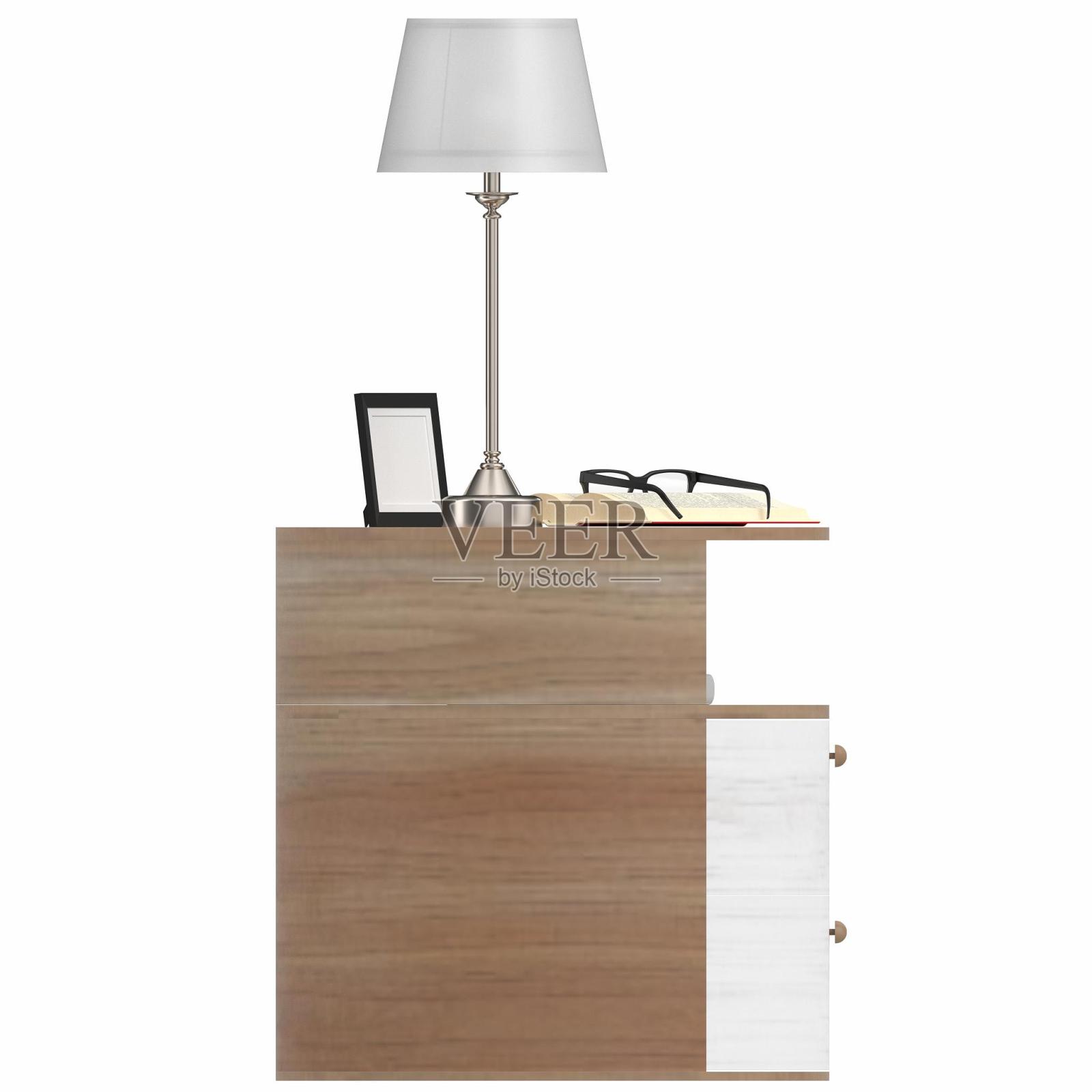 床头柜上照片摄影图片