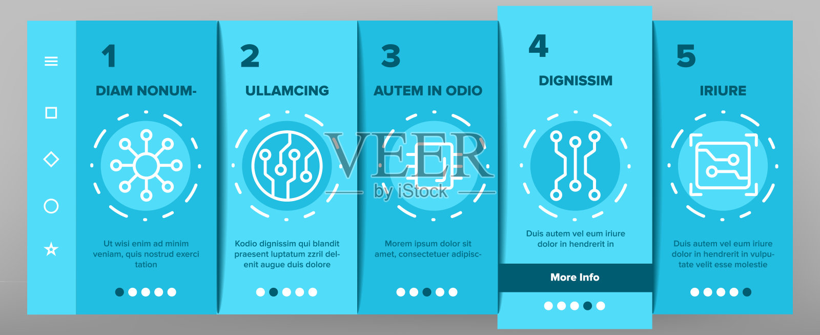 电路计算机芯片上的图标设置矢量设计模板素材