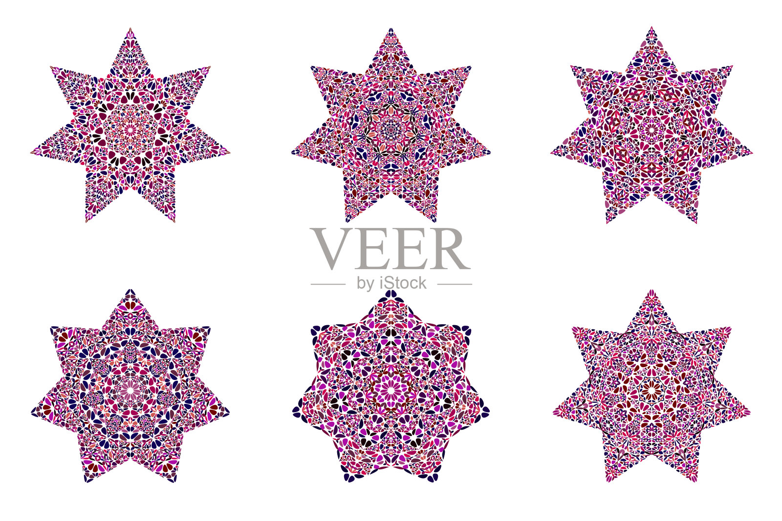 抽象孤立花饰星形符号模板集插画图片素材
