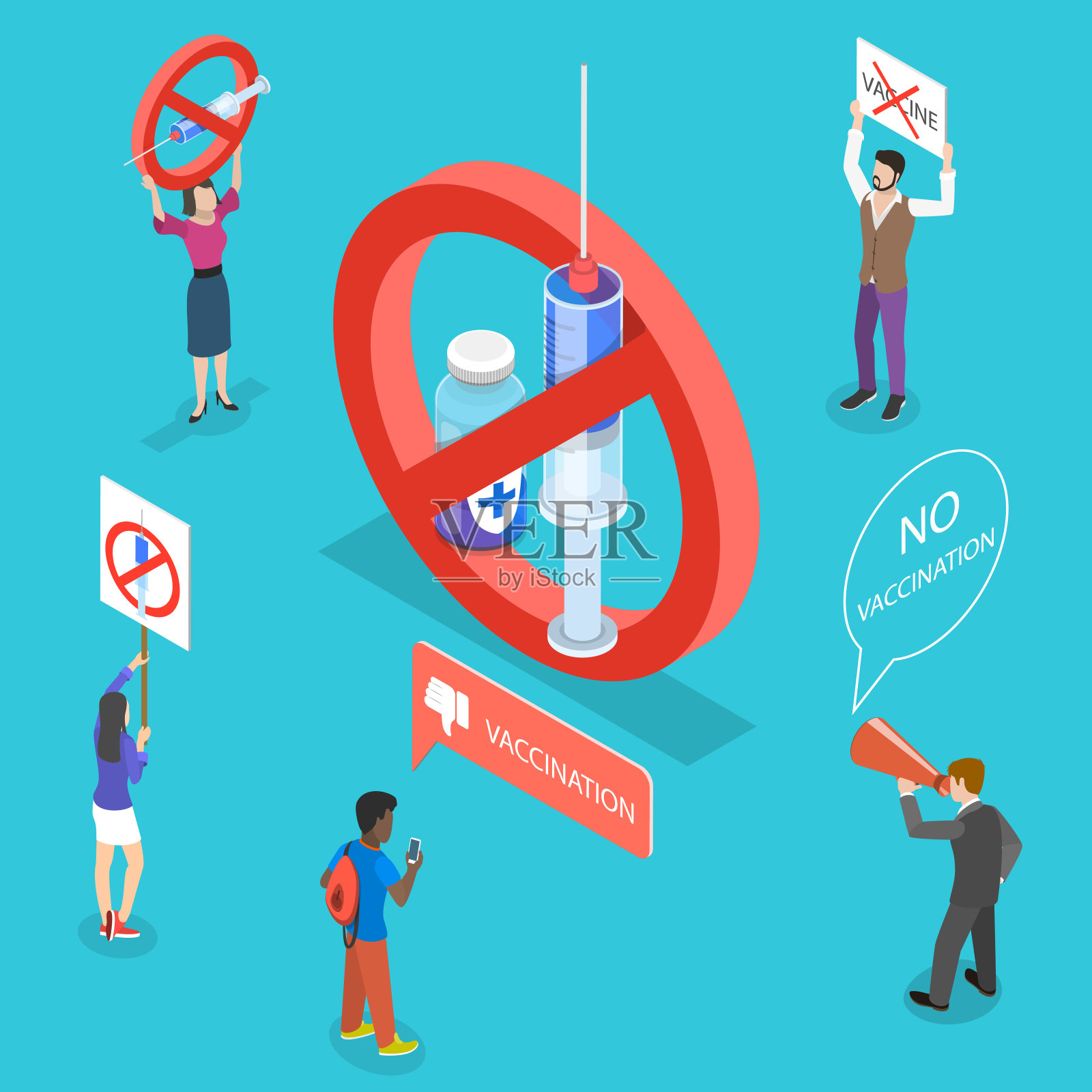 等距平矢概念反接种,预防药拒收插画图片素材