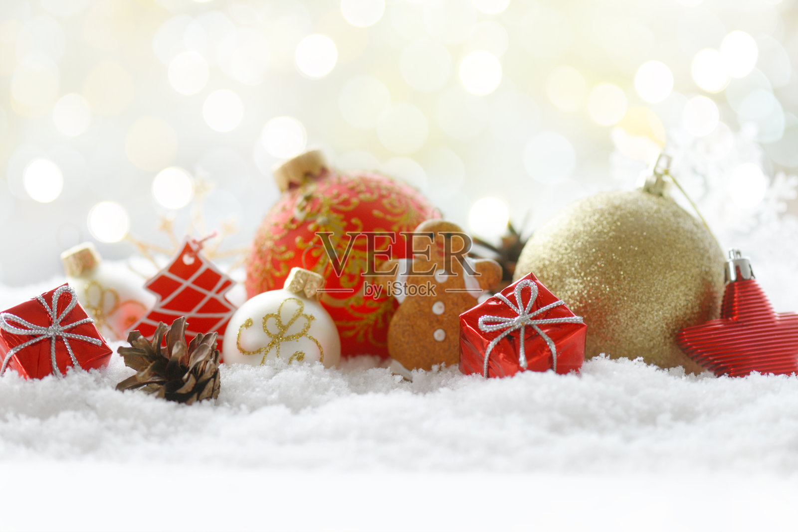 圣诞装饰和圣诞礼物照片摄影图片