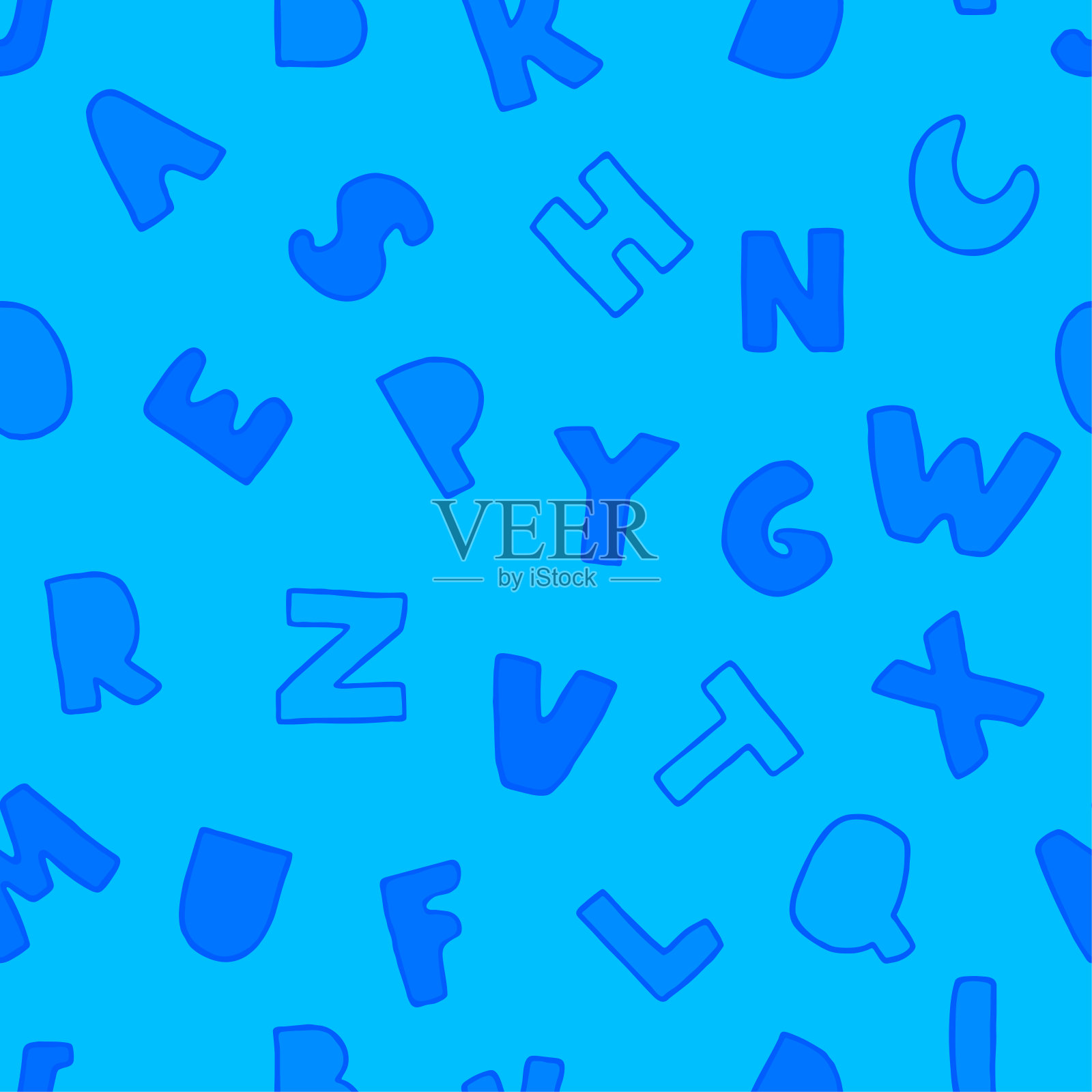 无缝背景与彩色字母插画图片素材