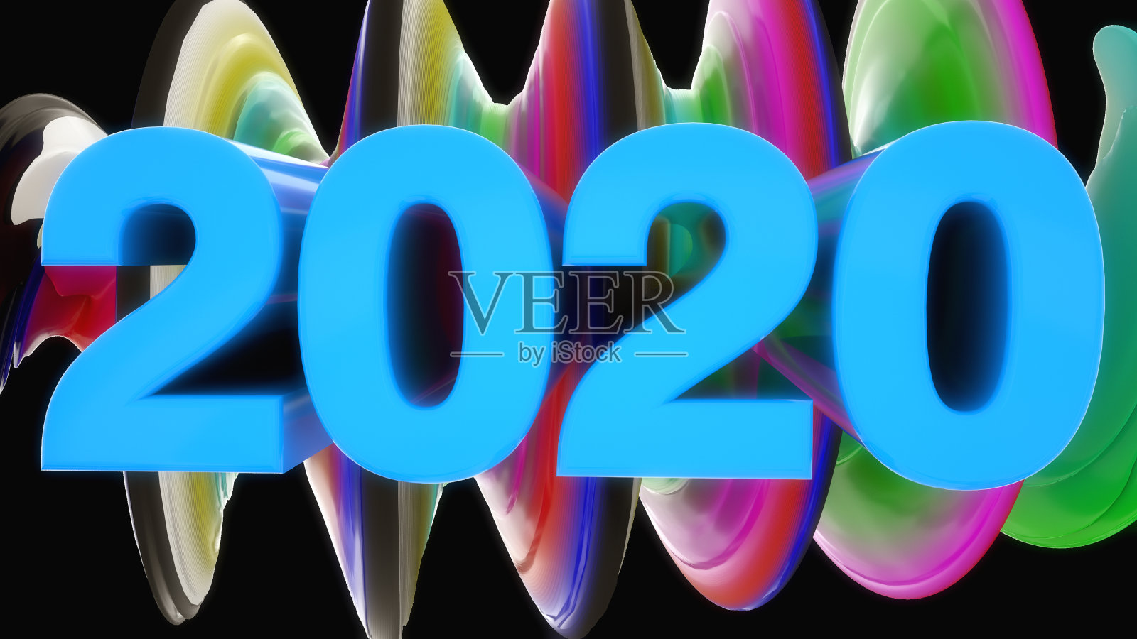 3 d渲染。2020文字庆典背景照片摄影图片