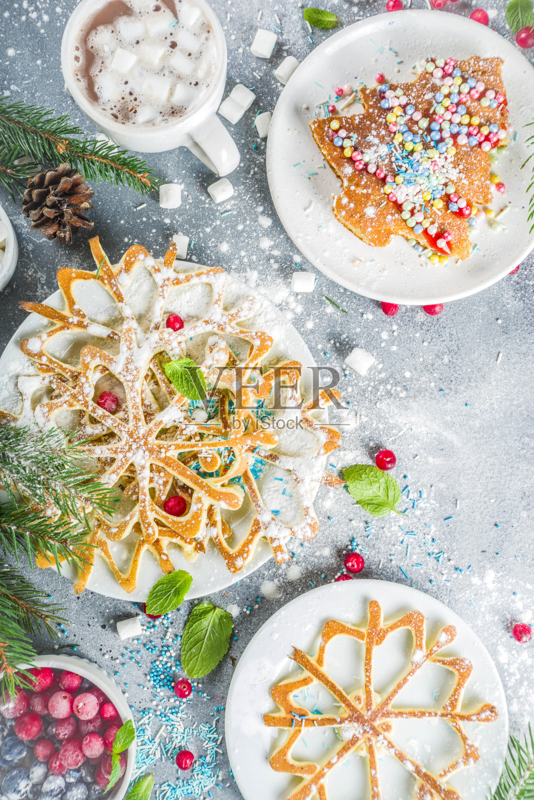 圣诞早餐煎饼套装照片摄影图片
