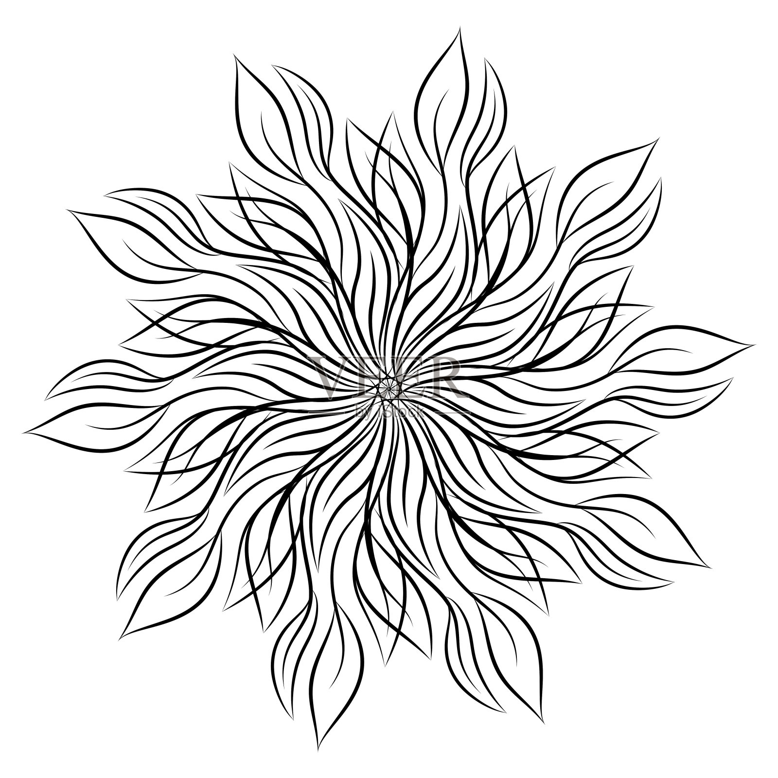 曼荼罗。圆形的花装饰品孤立在白色的背景上。黑色和白色的大纲矢量插图邀请,贺卡,打印在t恤和其他项目。插画图片素材