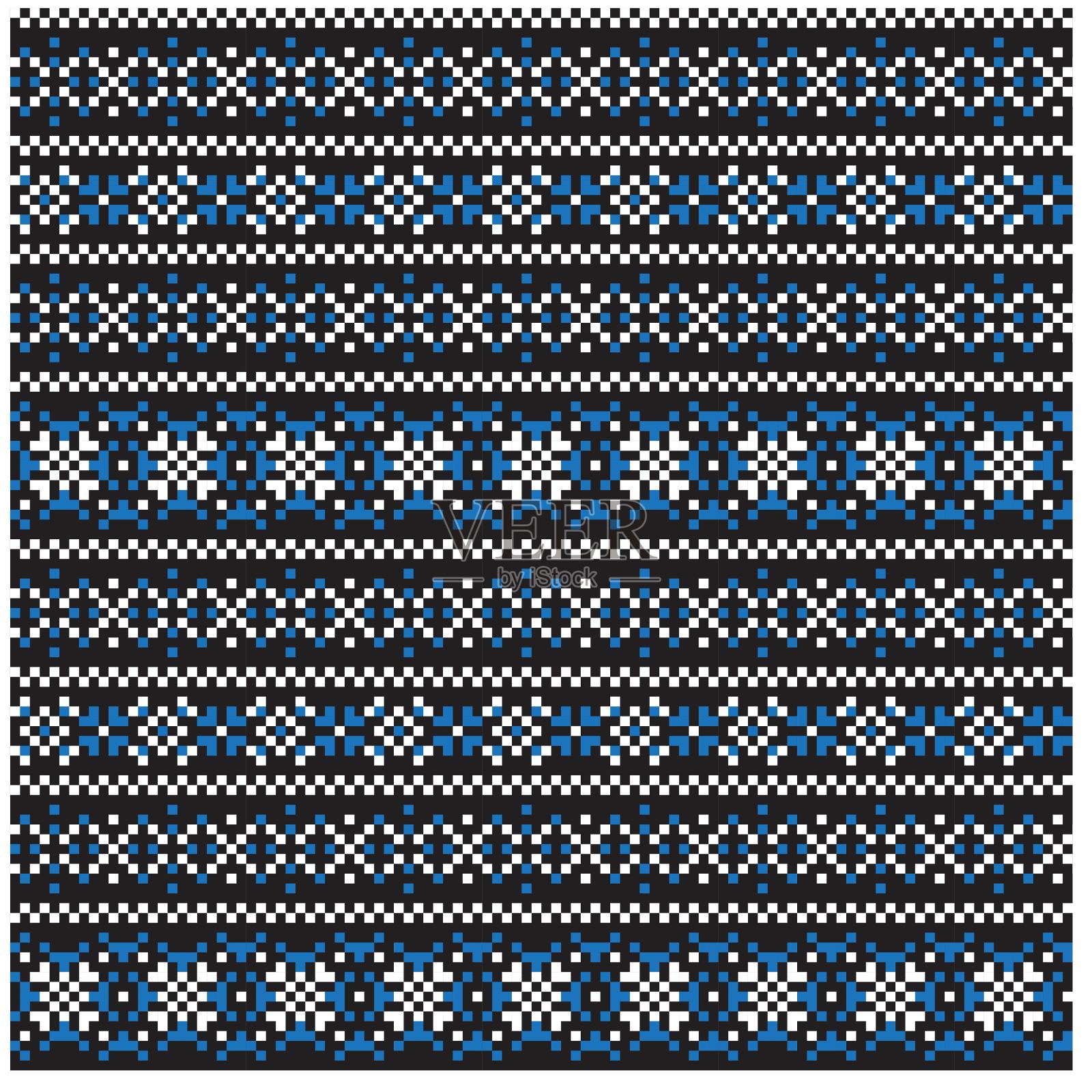 圣诞节雪花/公平岛无缝模式/打印背景矢量插画图片素材