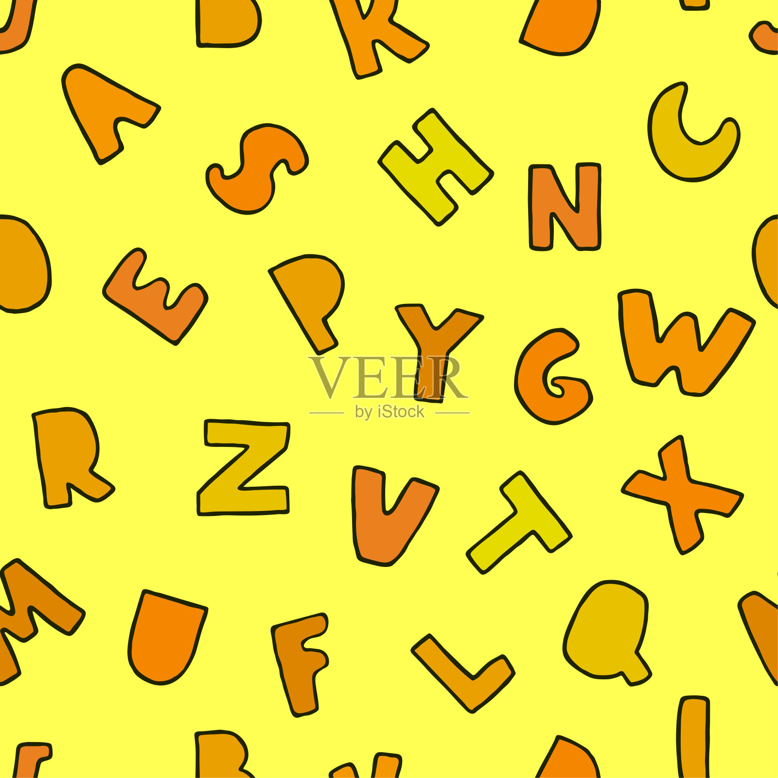 无缝背景与彩色字母插画图片素材