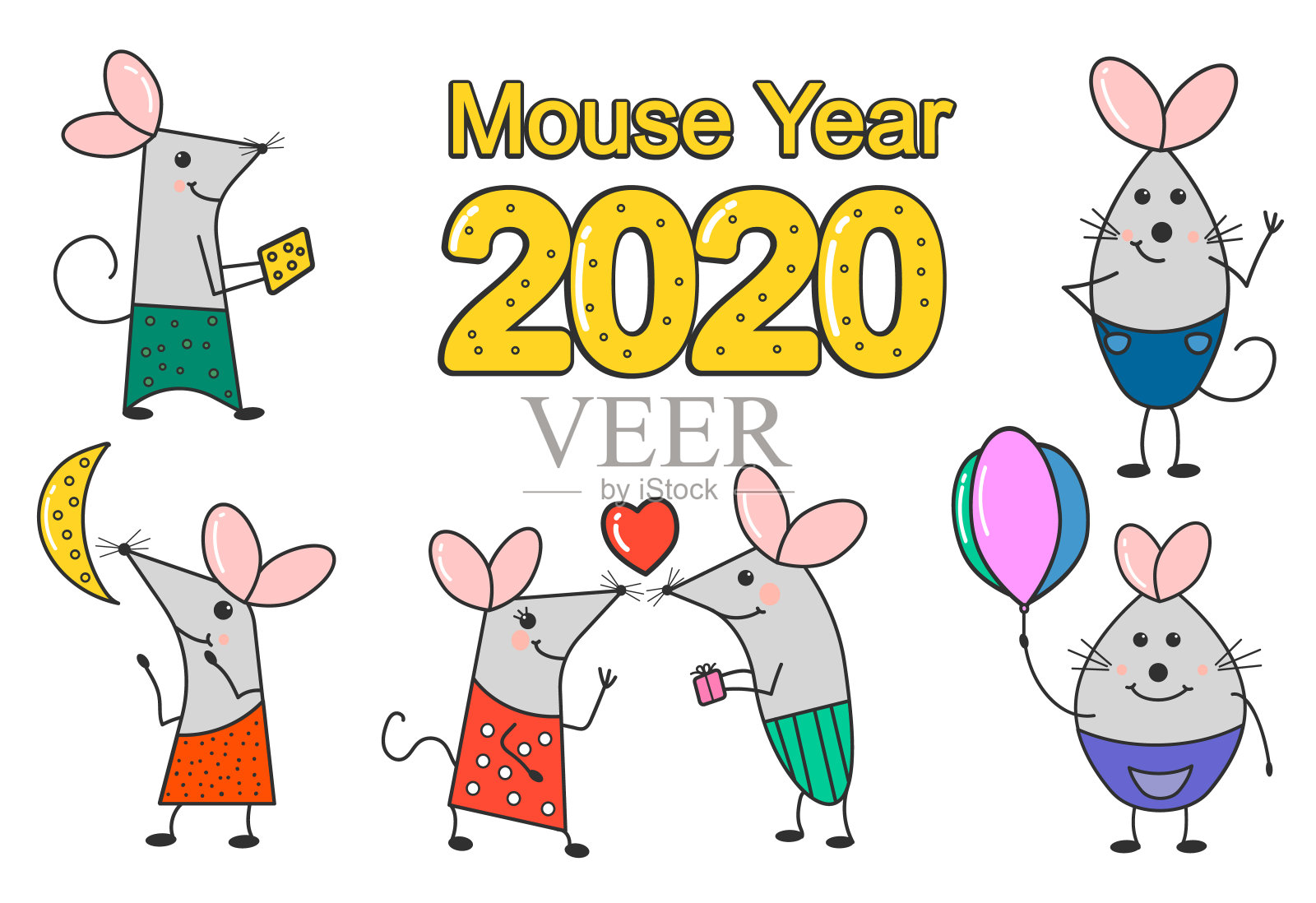 老鼠象征2020年插画图片素材