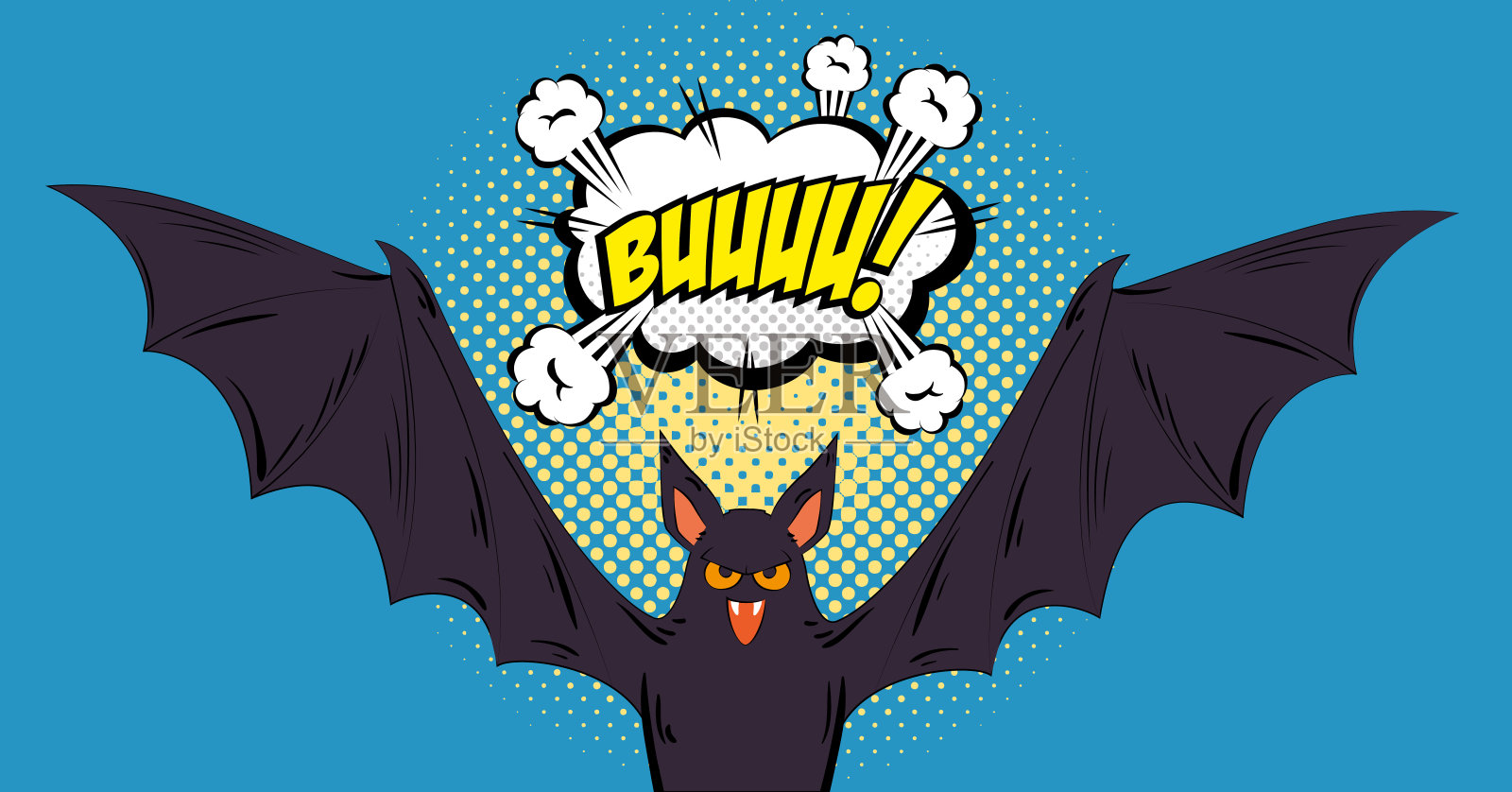 蝙蝠飞行万圣节风格的波普艺术插画图片素材