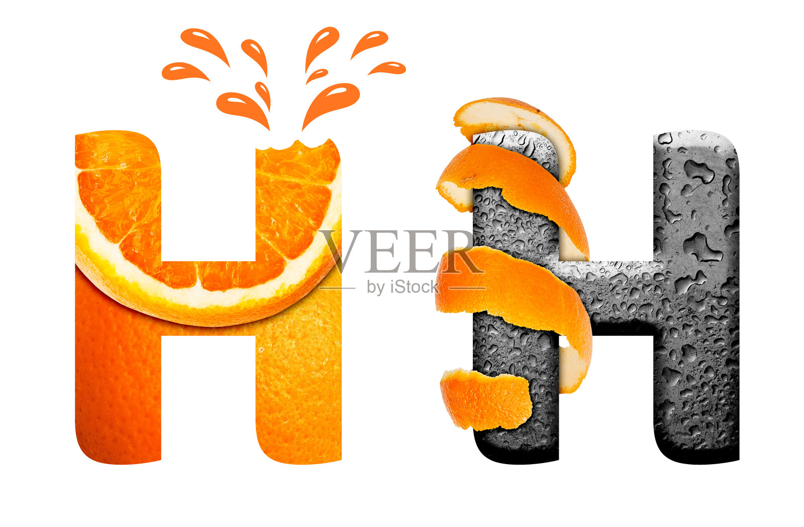 橙色字母H设计元素图片