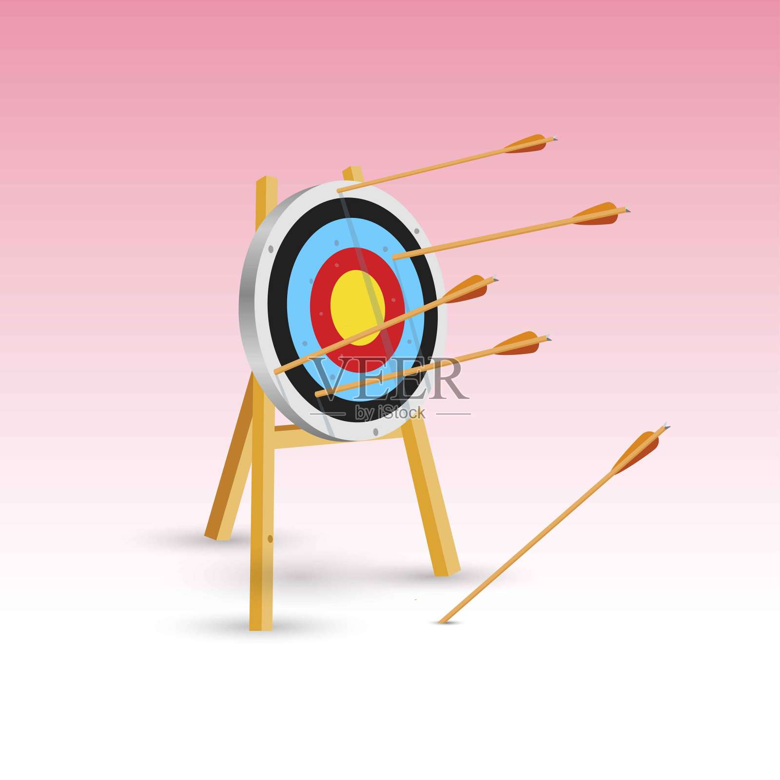 箭都没射中目标。没有击中目标。矢量插图。孤立在白色背景上。设计元素图片