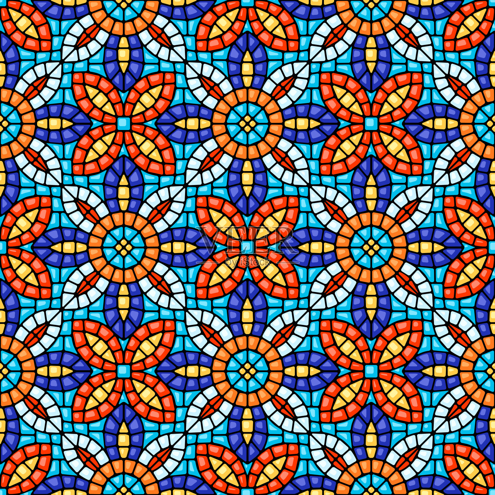 古老的马赛克瓷砖图案。插画图片素材