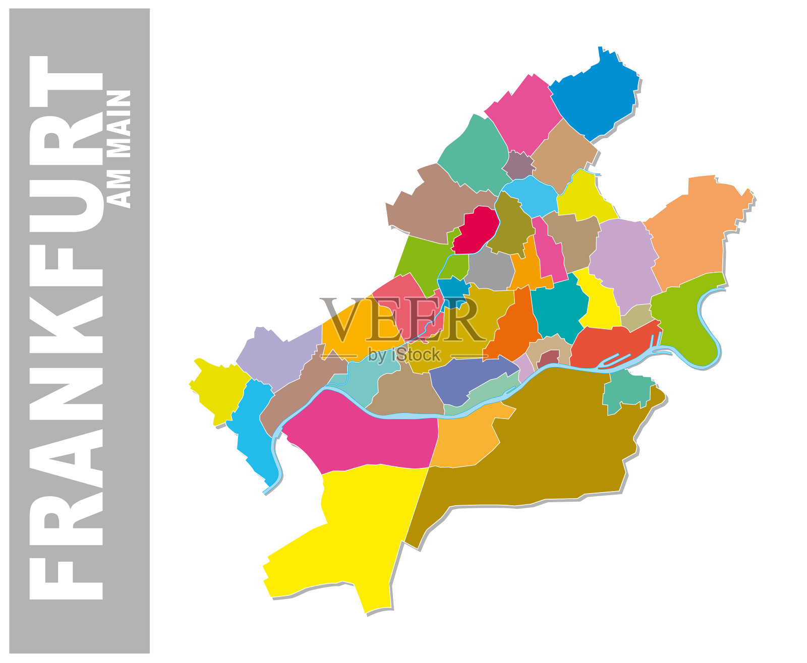 丰富多彩的法兰克福行政和政治地图插画图片素材