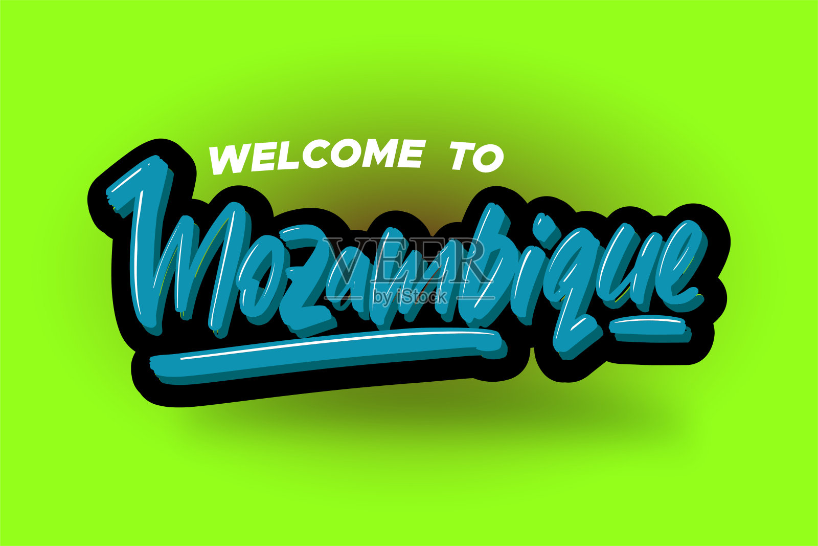 欢迎来到莫桑比克现代笔刷文字。矢量插图标志的商业,印刷和广告。插画图片素材