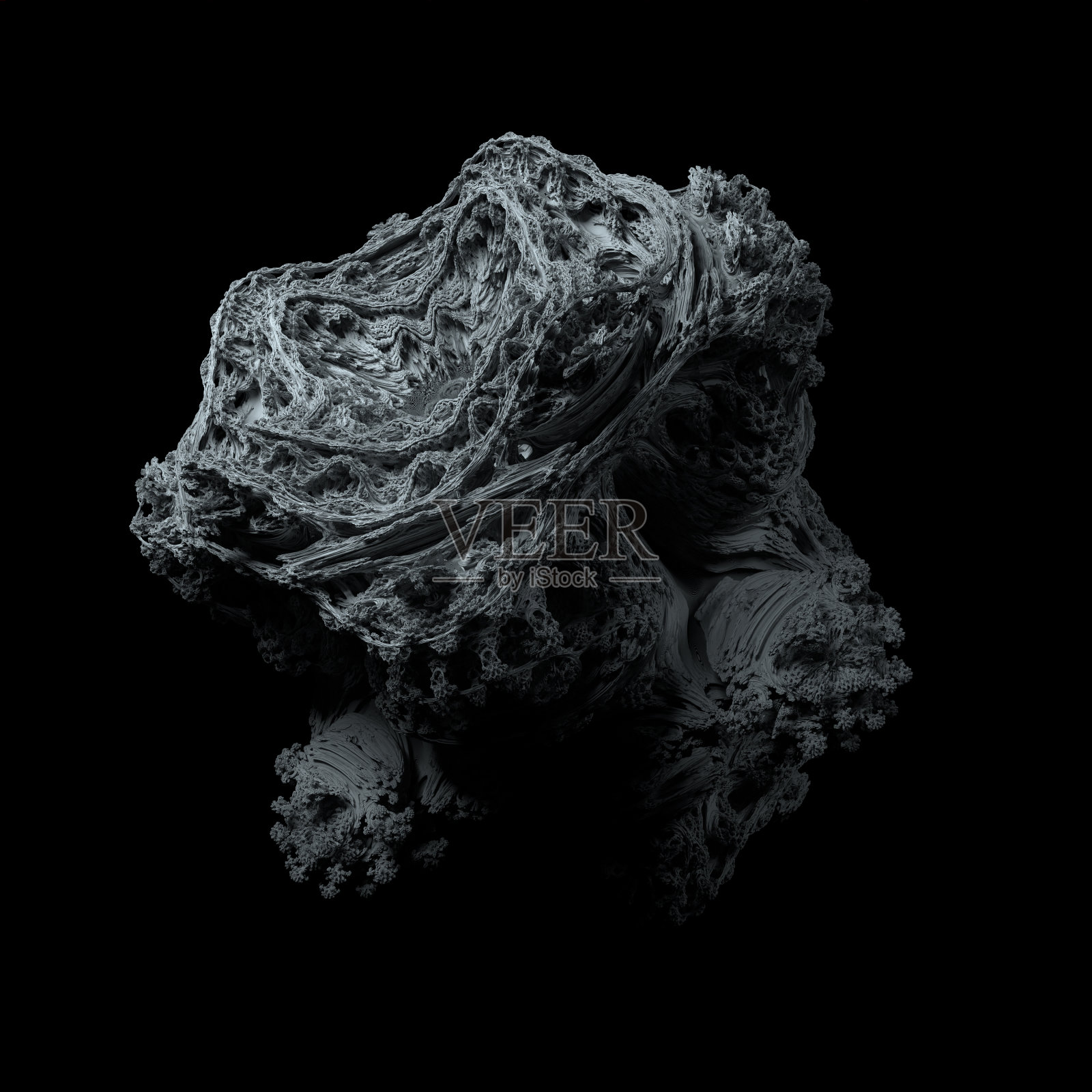 三维空间中的Mandelbrot分形具有很多细节。复杂的形状。照片摄影图片