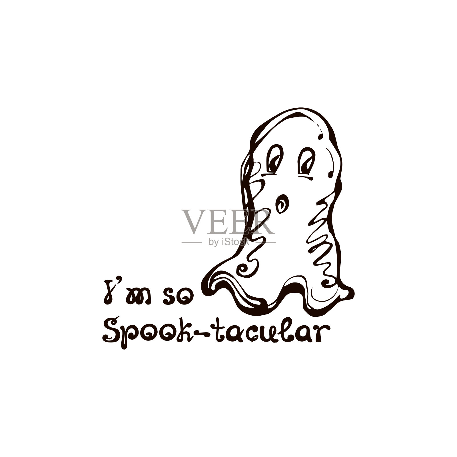 万圣节手绘鬼短语插画图片素材