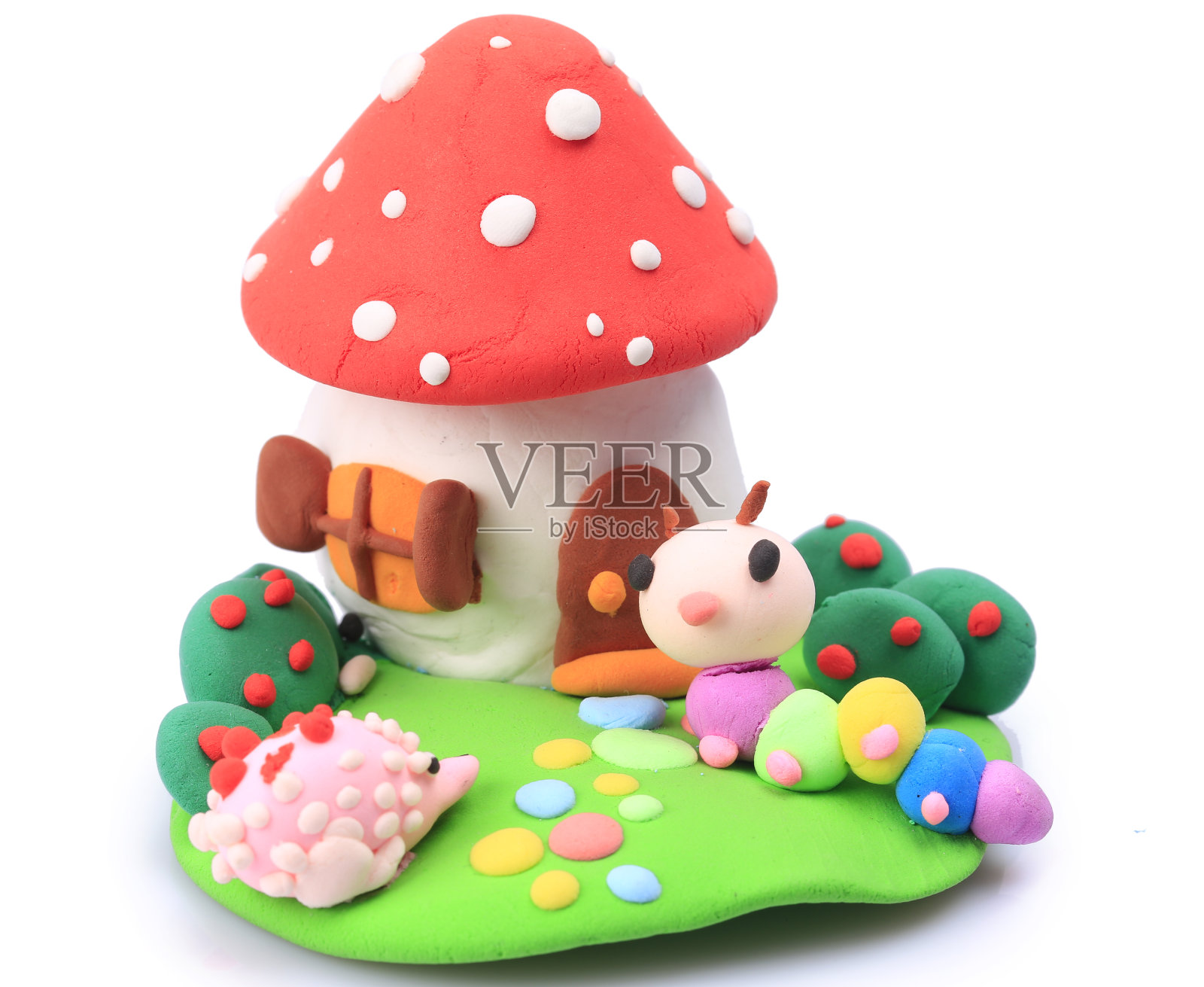 用黏土制作的动物孤立在白色背景上照片摄影图片