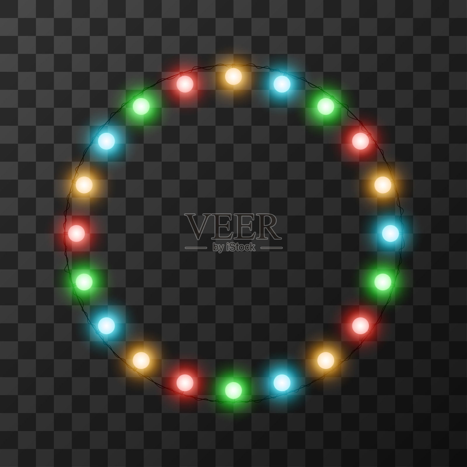 圣诞灯孤立在透明的背景,矢量插图插画图片素材