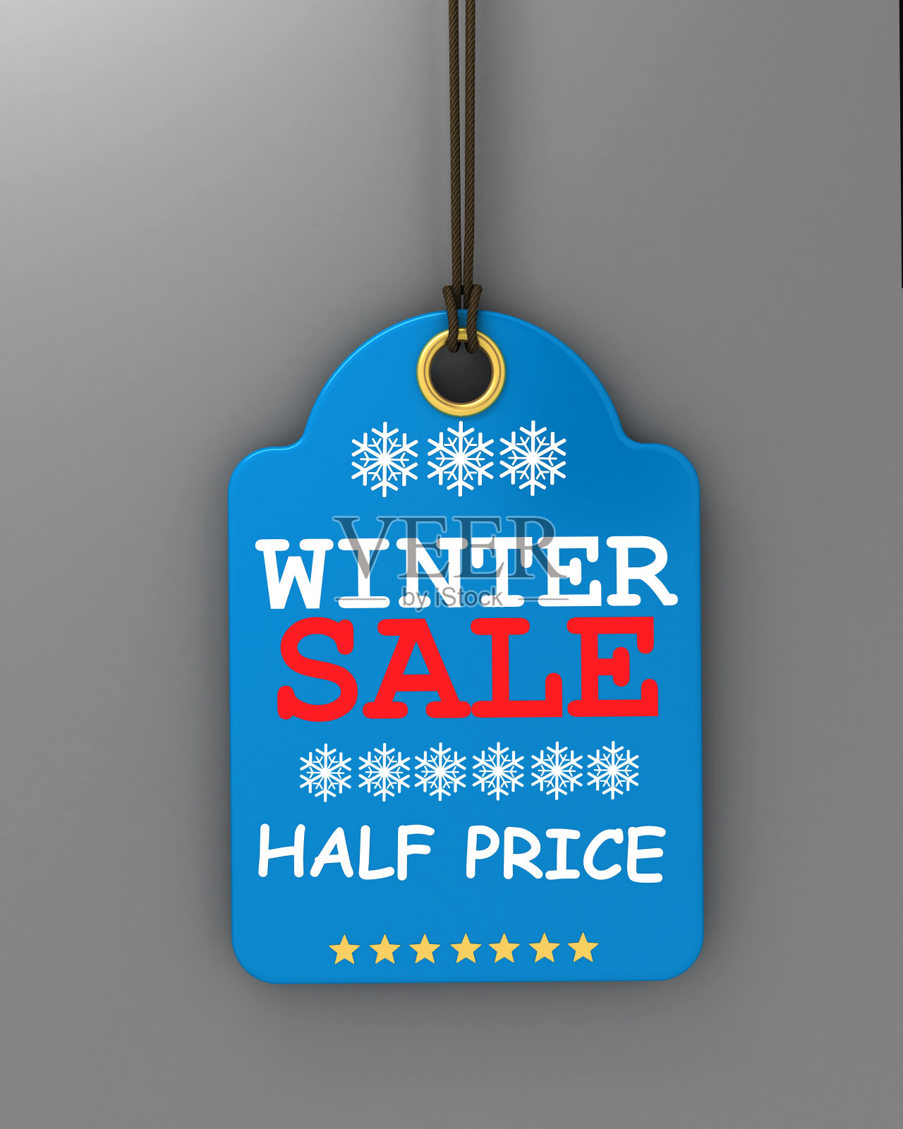 蓝色的圣诞特价纸标签。照片摄影图片