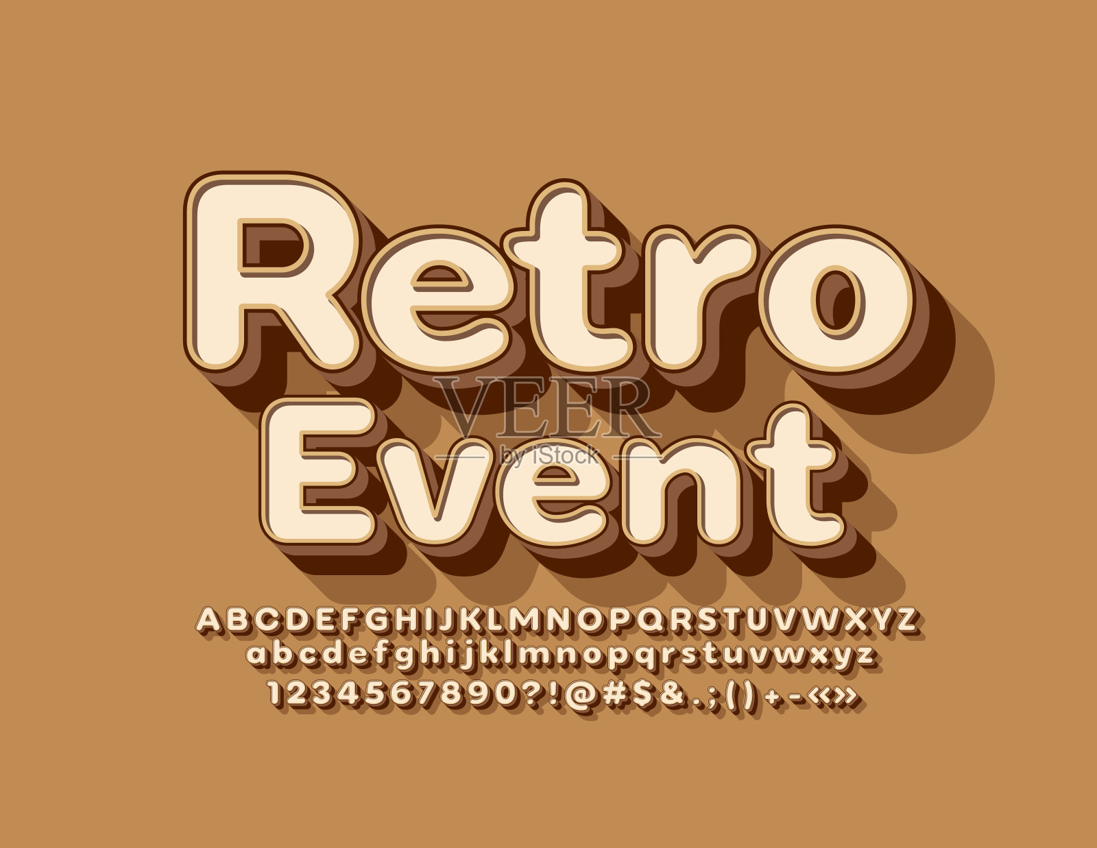 矢量时尚海报复古事件与时尚的字体。3D复古字母表插画图片素材