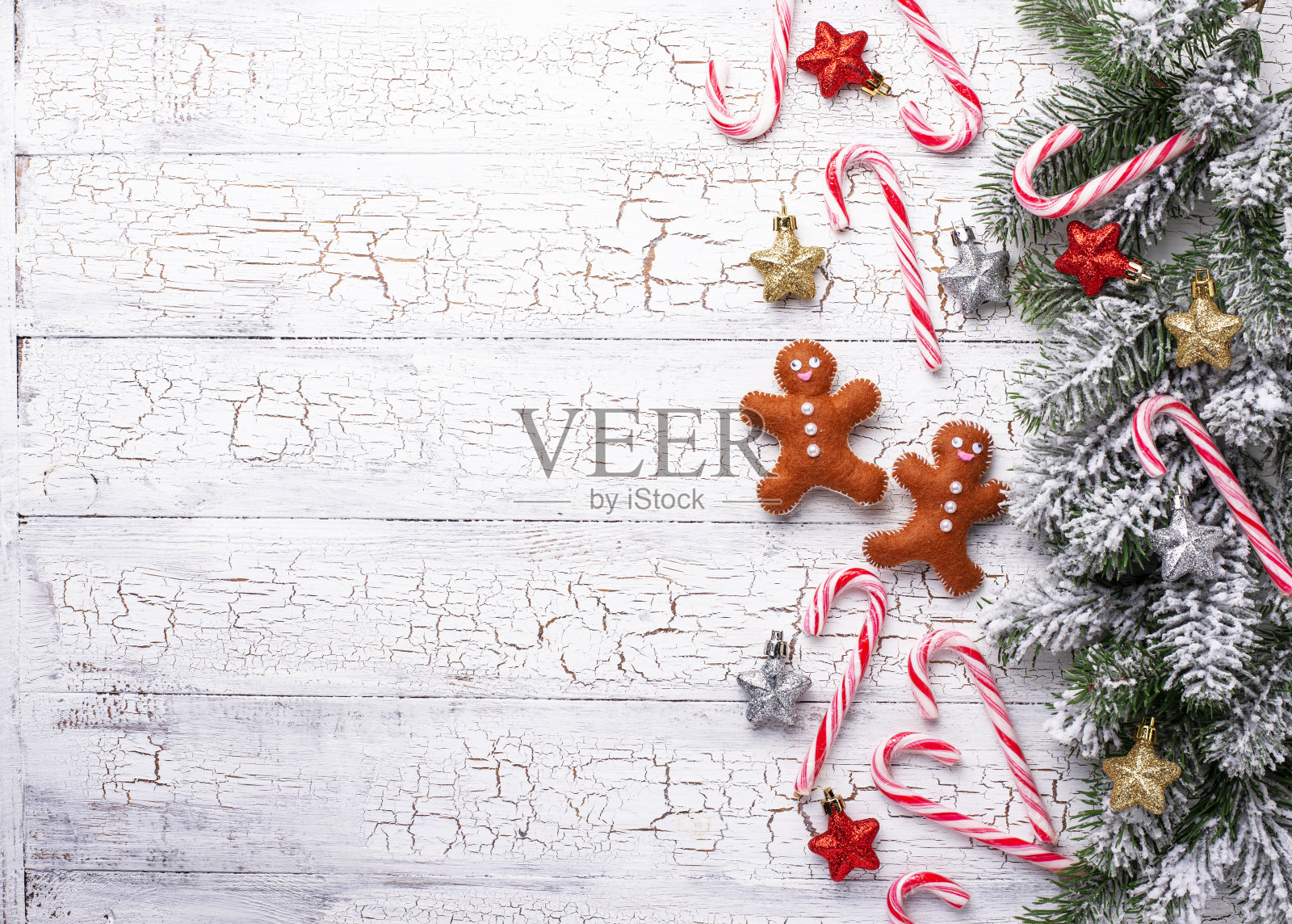 圣诞背景与感觉姜饼人照片摄影图片