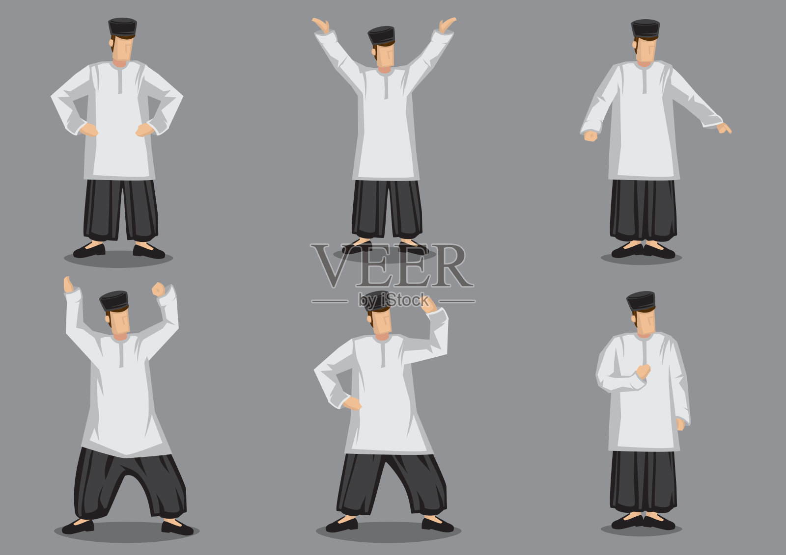 马来西亚人在传统服装字符设计矢量插图插画图片素材