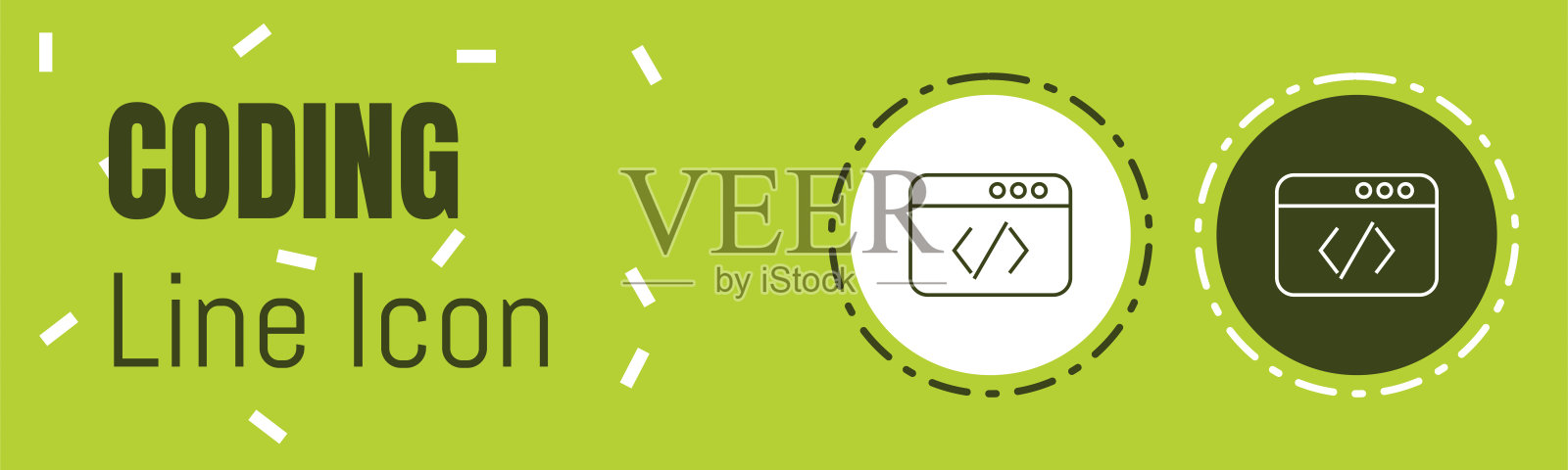 编码行图标。对各种设计工作有用的图形元素。插画图片素材