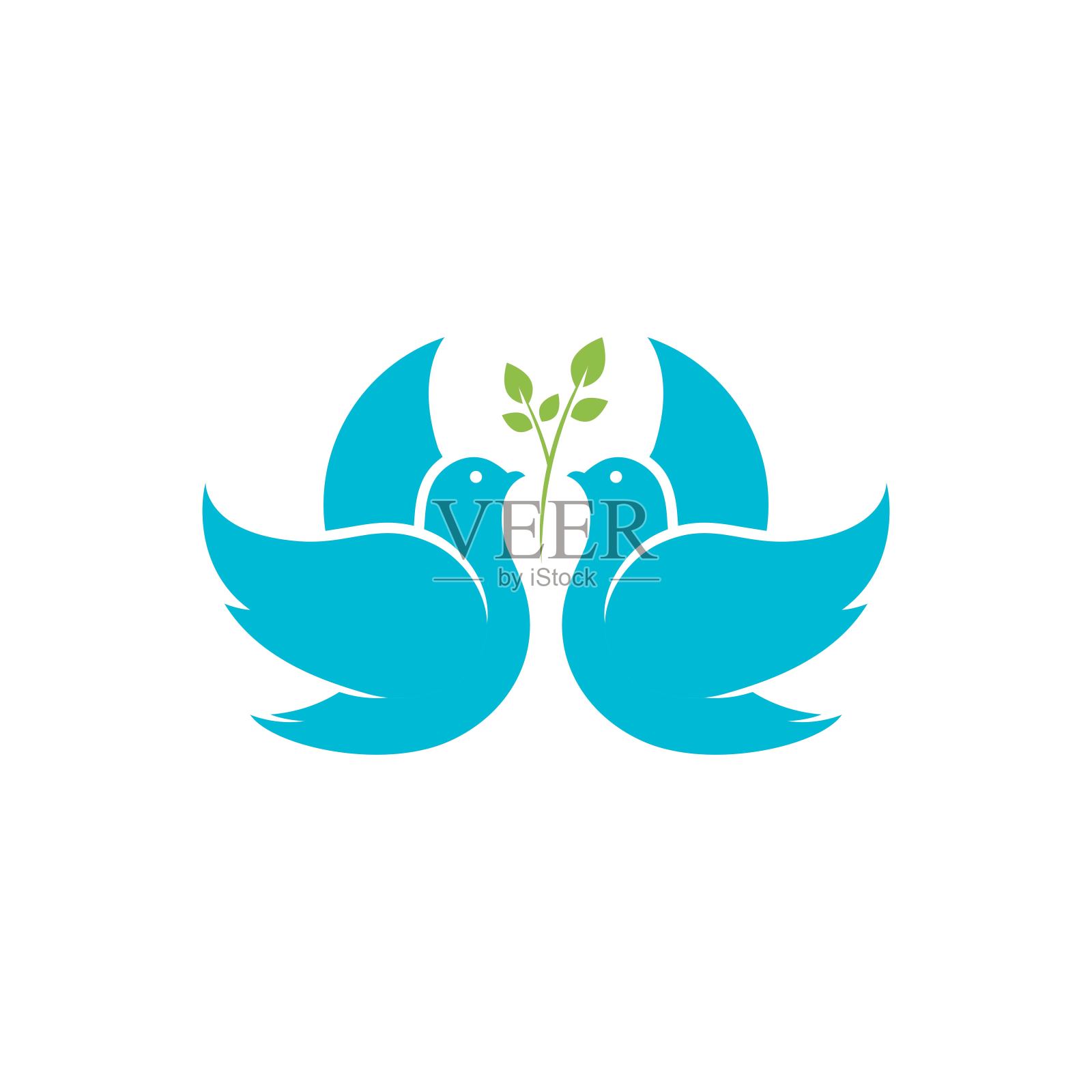 鸟翅膀鸽子图标模板插画图片素材