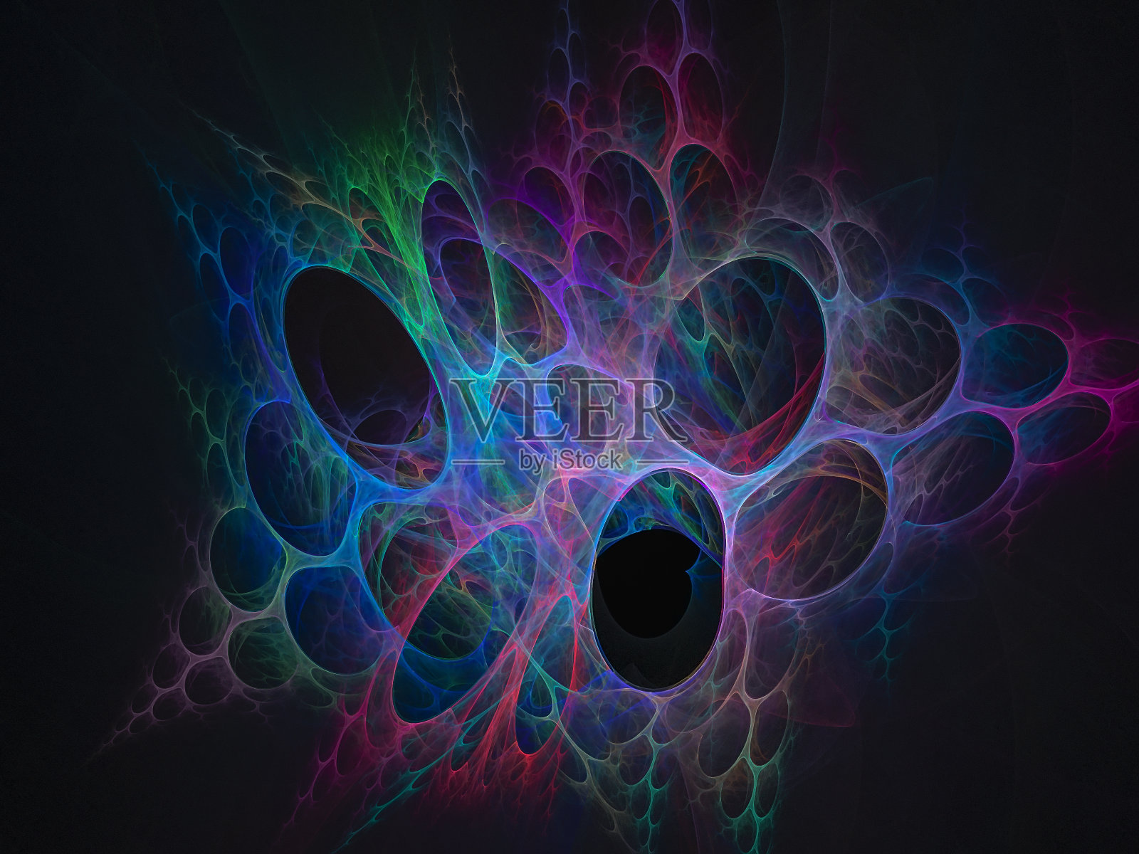 数字抽象分形背景。在黑色背景上抽象的分形形状。照片摄影图片