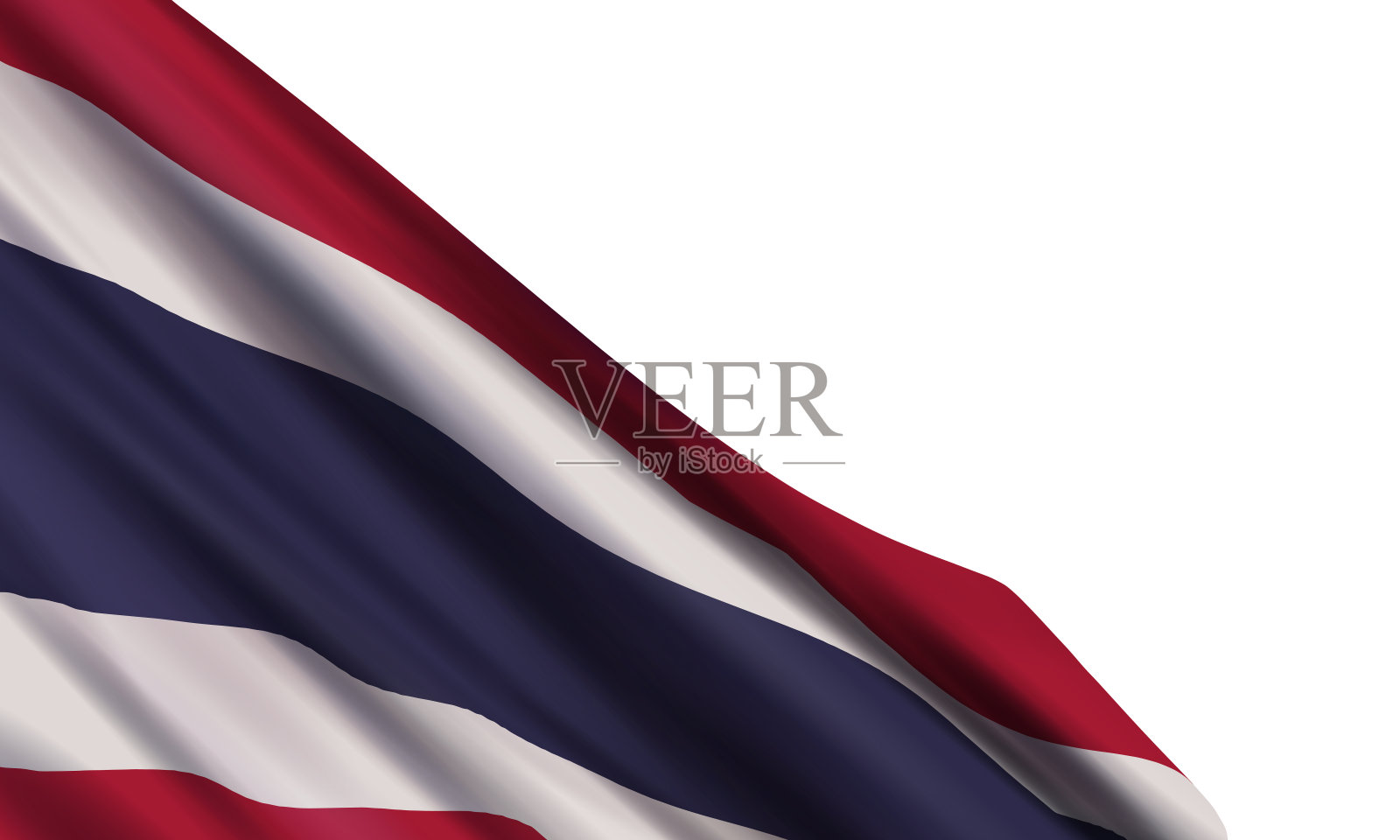 现实的泰国国旗孤立在白色的背景上。插画图片素材