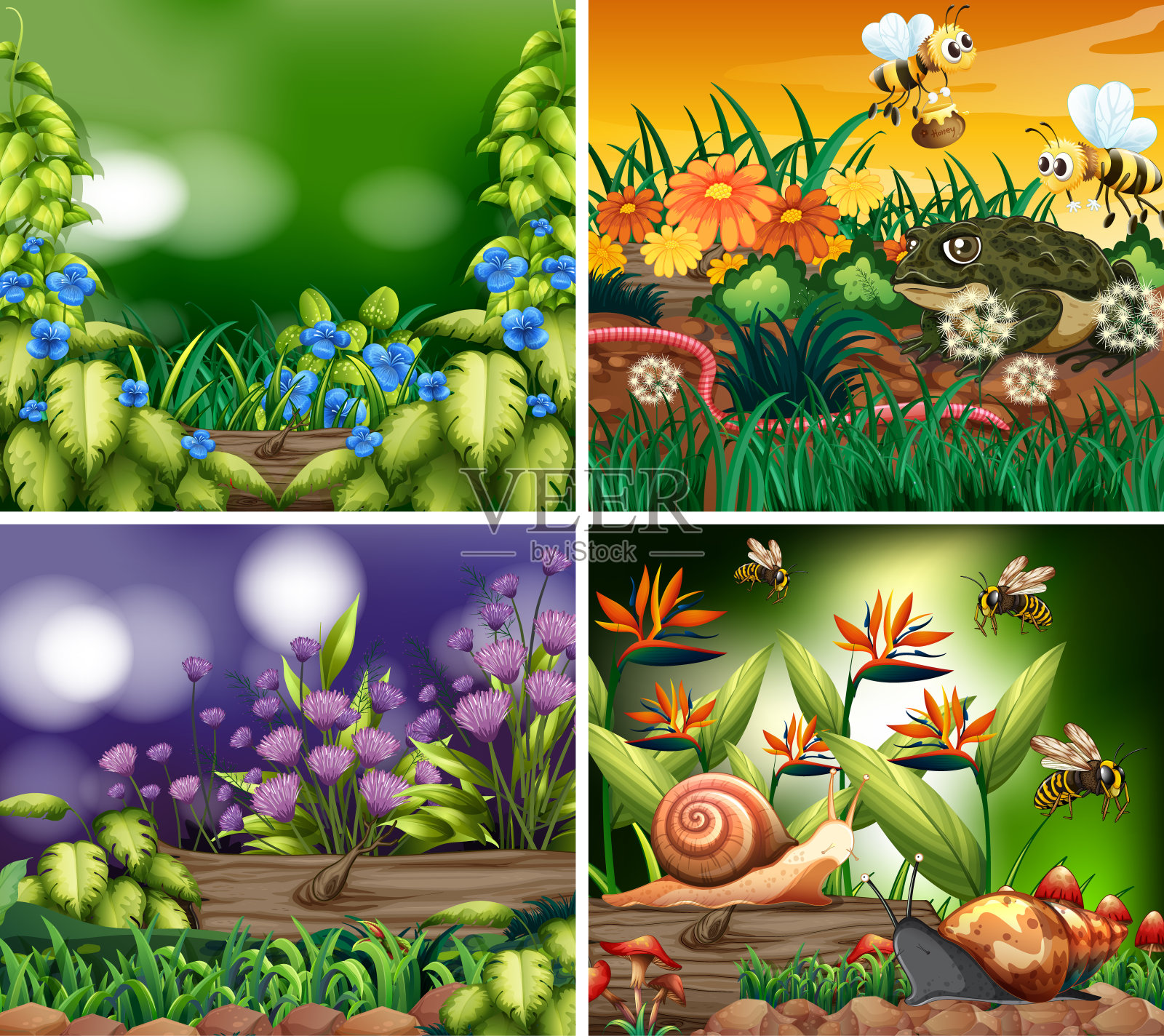 以自然为主题的背景场景插画图片素材