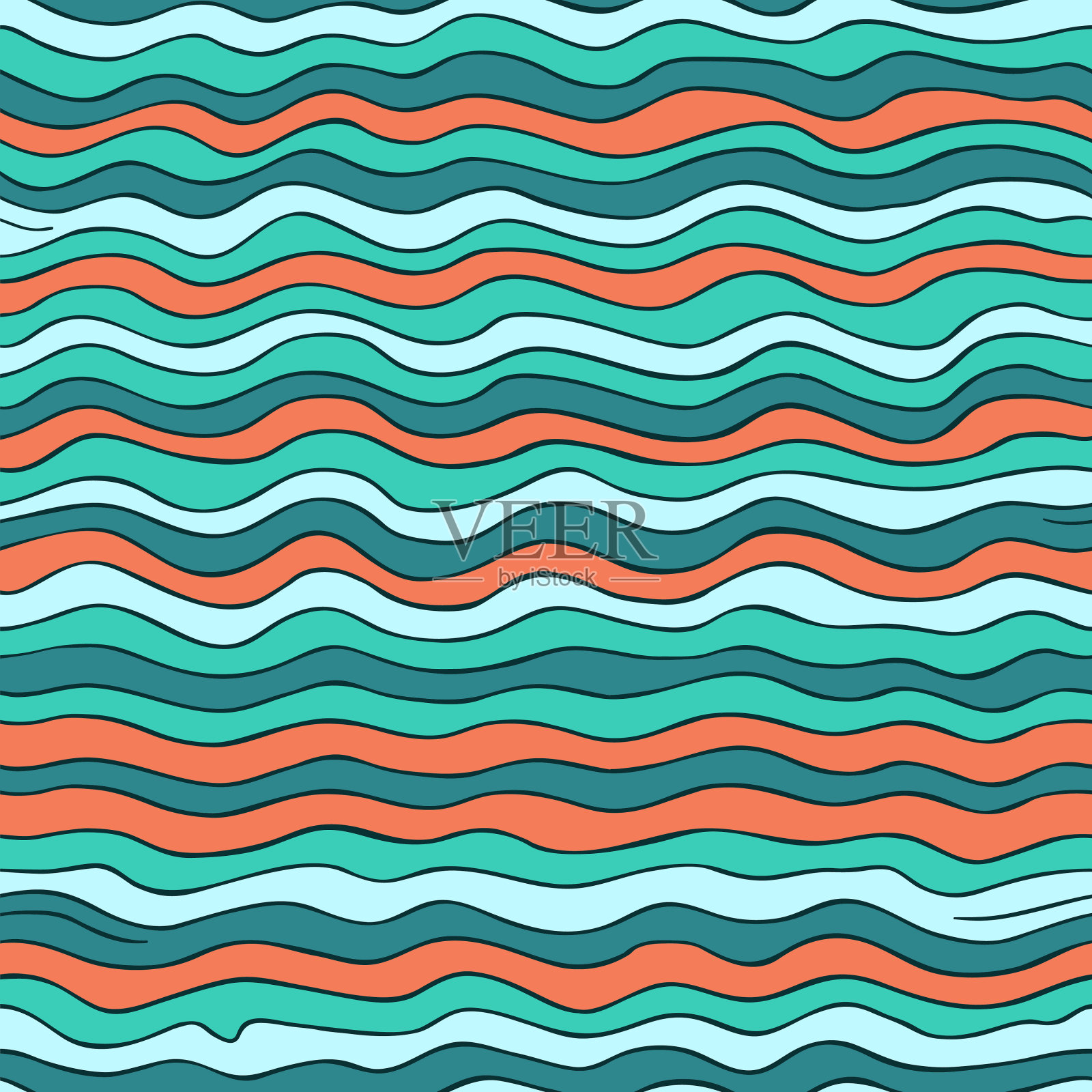 无缝波型,波背景。插画图片素材