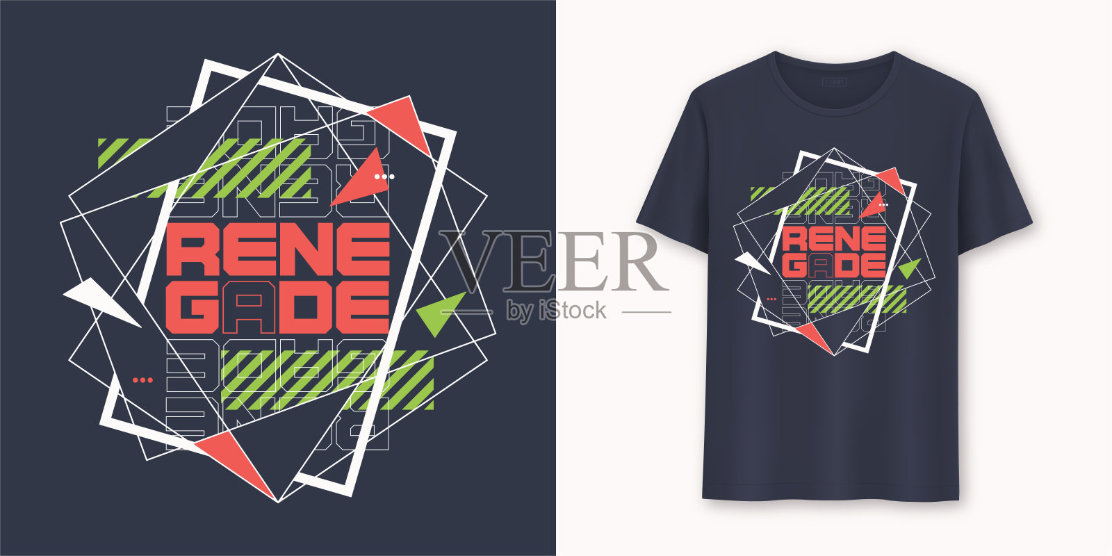 叛逆抽象几何图形t恤矢量设计,排版插画图片素材
