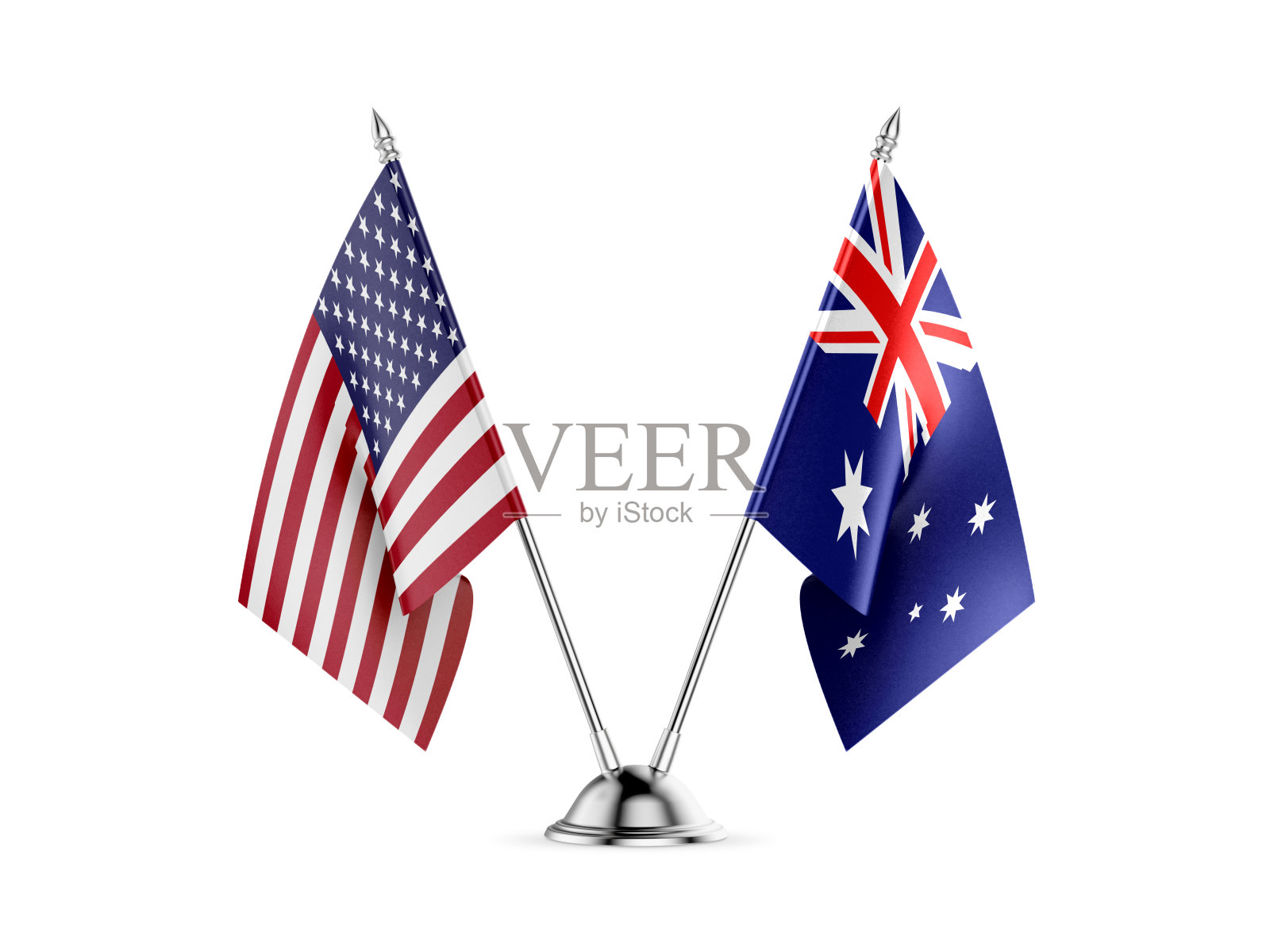 桌旗,美国,美国和澳大利亚,孤立在白色的背景。三维图像照片摄影图片
