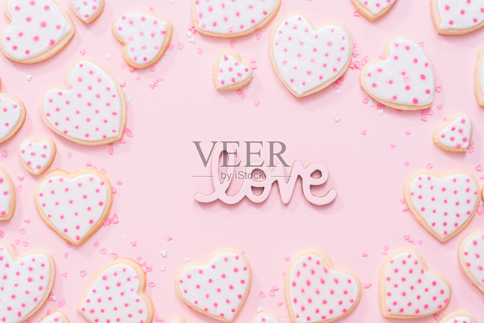 心形的糖饼干装饰照片摄影图片