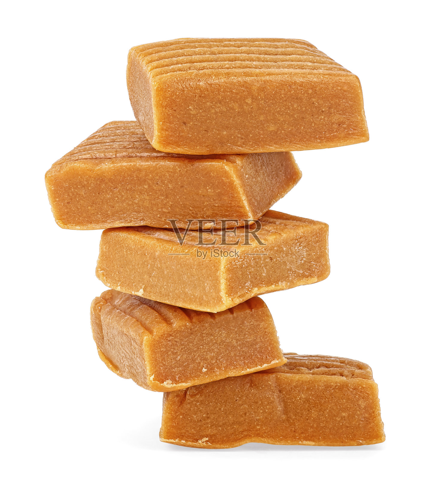 在白色背景上孤立的一堆软焦糖照片摄影图片