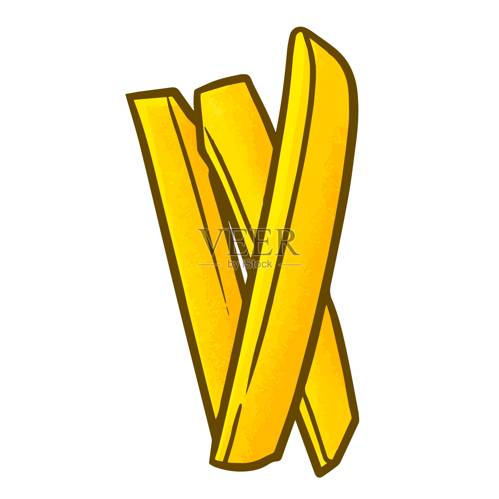 三根长薯条垂直放置就可以吃了插画图片素材