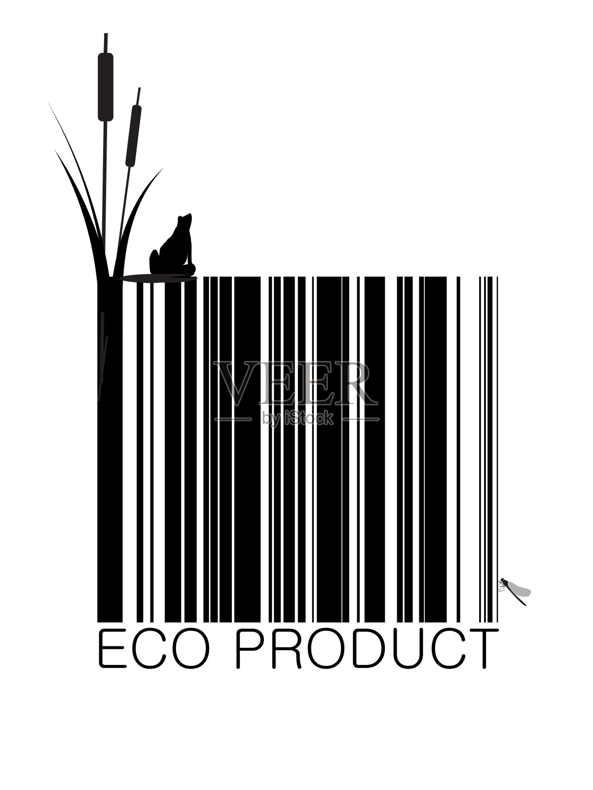 生态条形码,草蝴蝶生态产品理念,插画图片素材