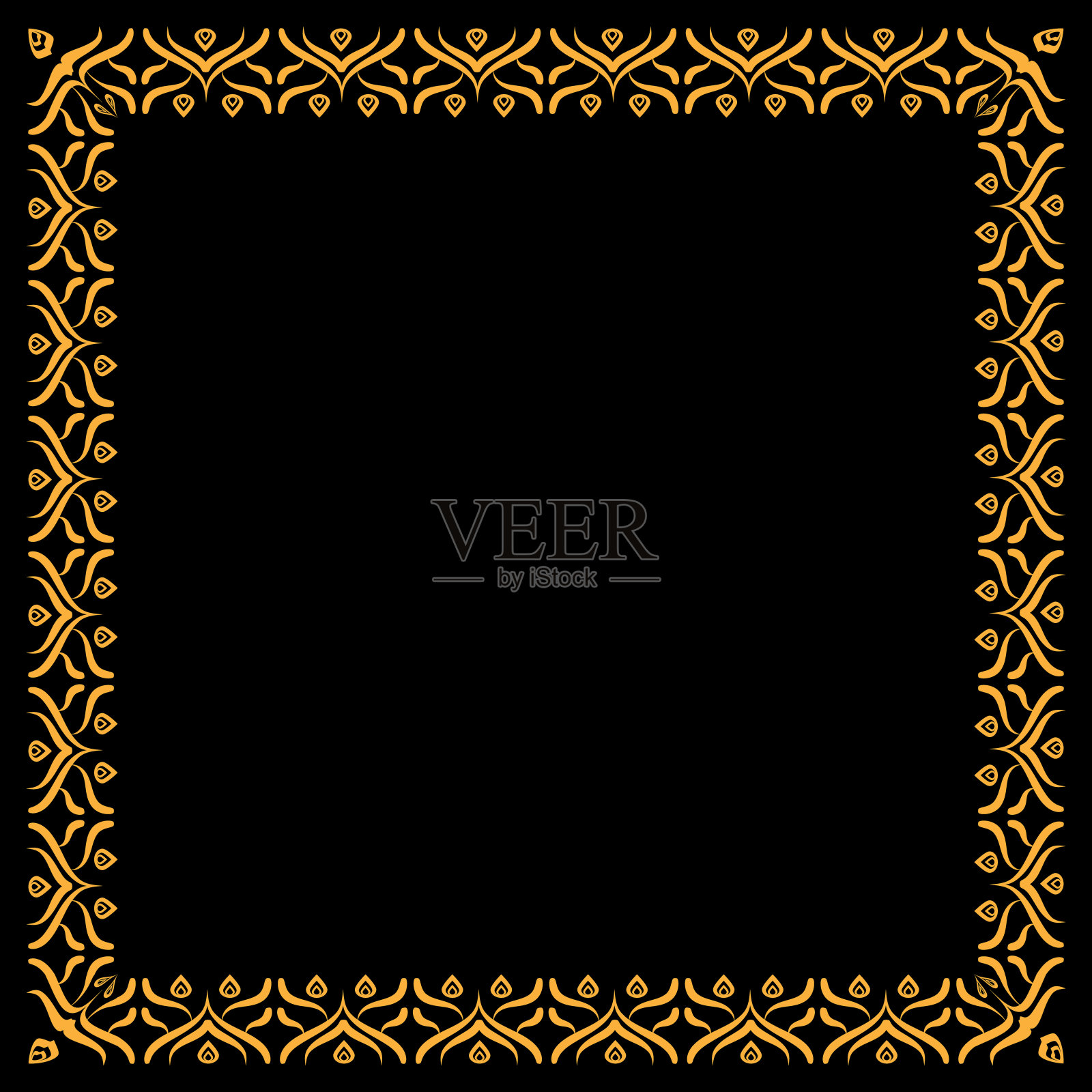 彩色手绘花卉曼陀罗几何矩形元素。矢量插图。插画图片素材