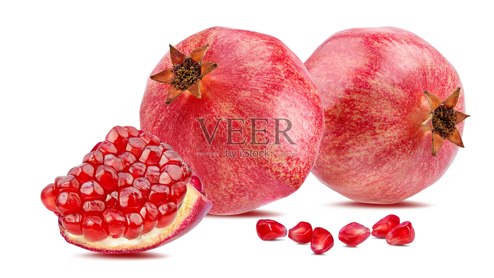 石榴孤立在白色背景与剪切路径照片摄影图片