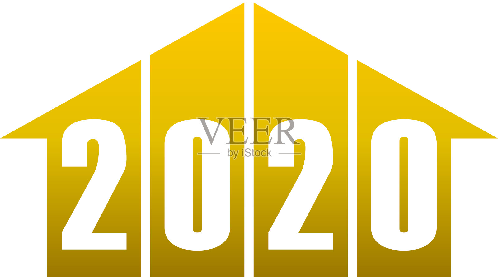 2020年-条纹与数字-金色简单梯度-向量插画图片素材